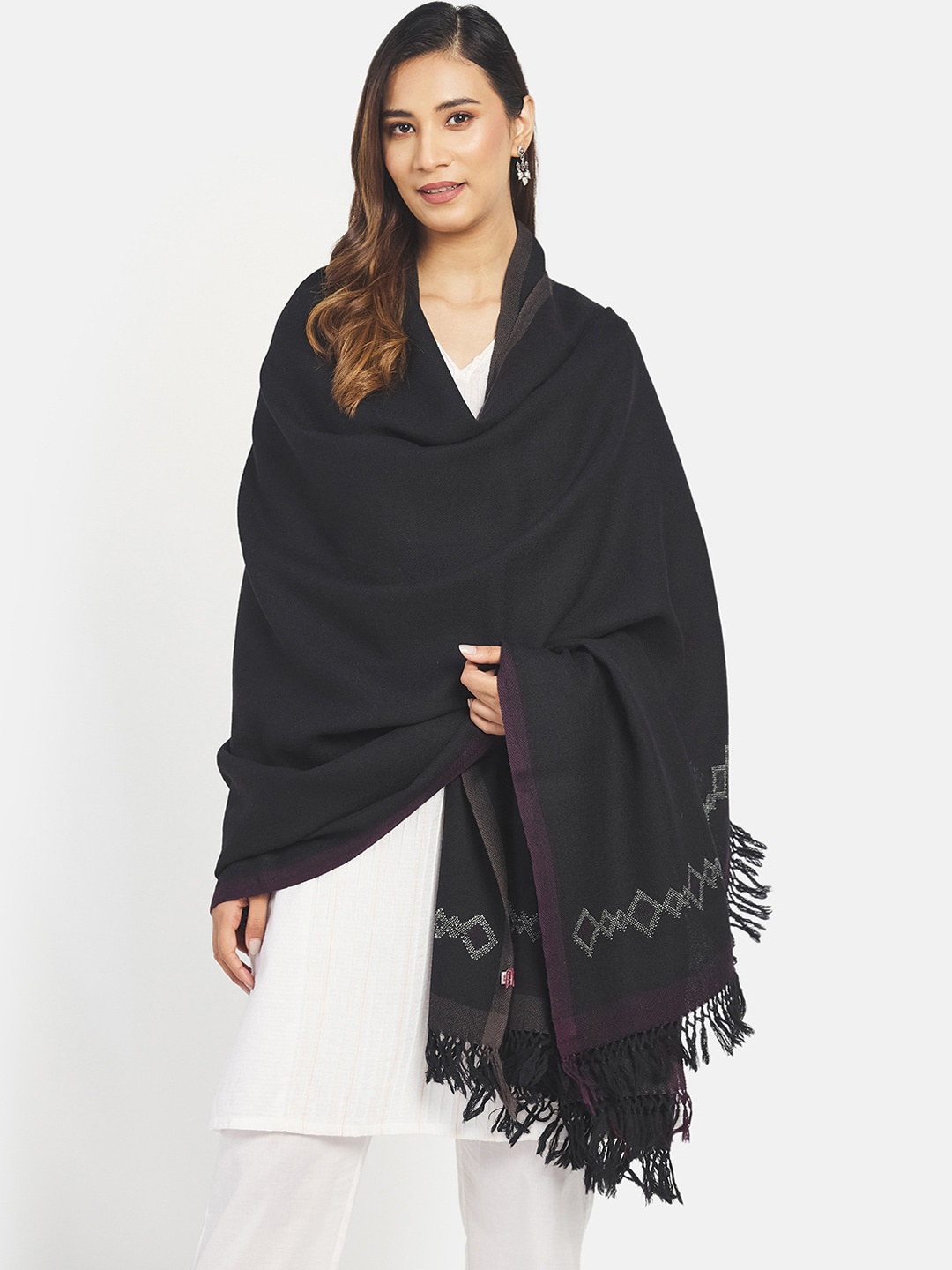 

Fabindia Women Hand Woven Woollen Shawl, Black