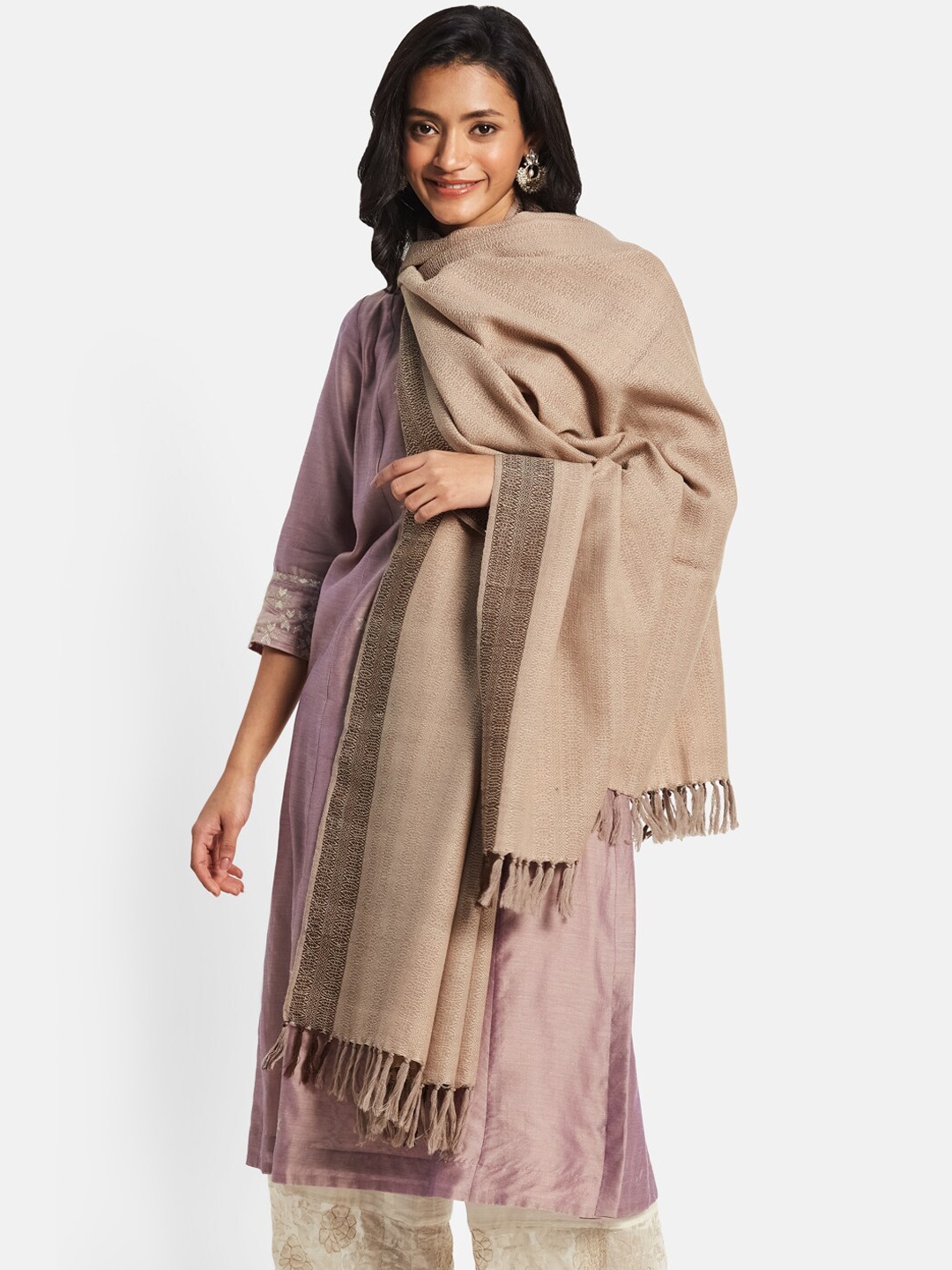 

Fabindia Women Hand Woven Woollen Shawl, Beige