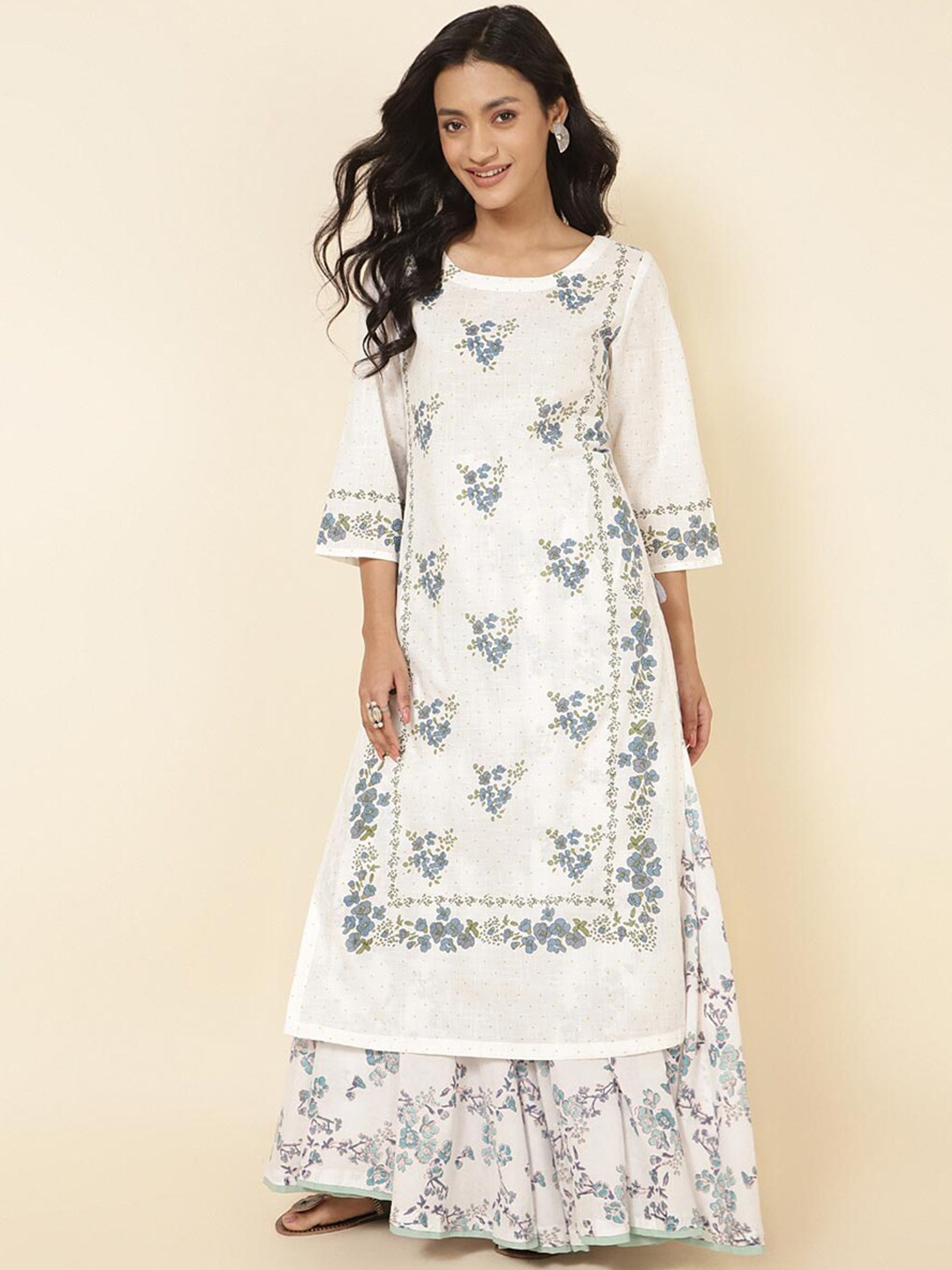 

Fabindia Floral Printed Cotton Kurta, White