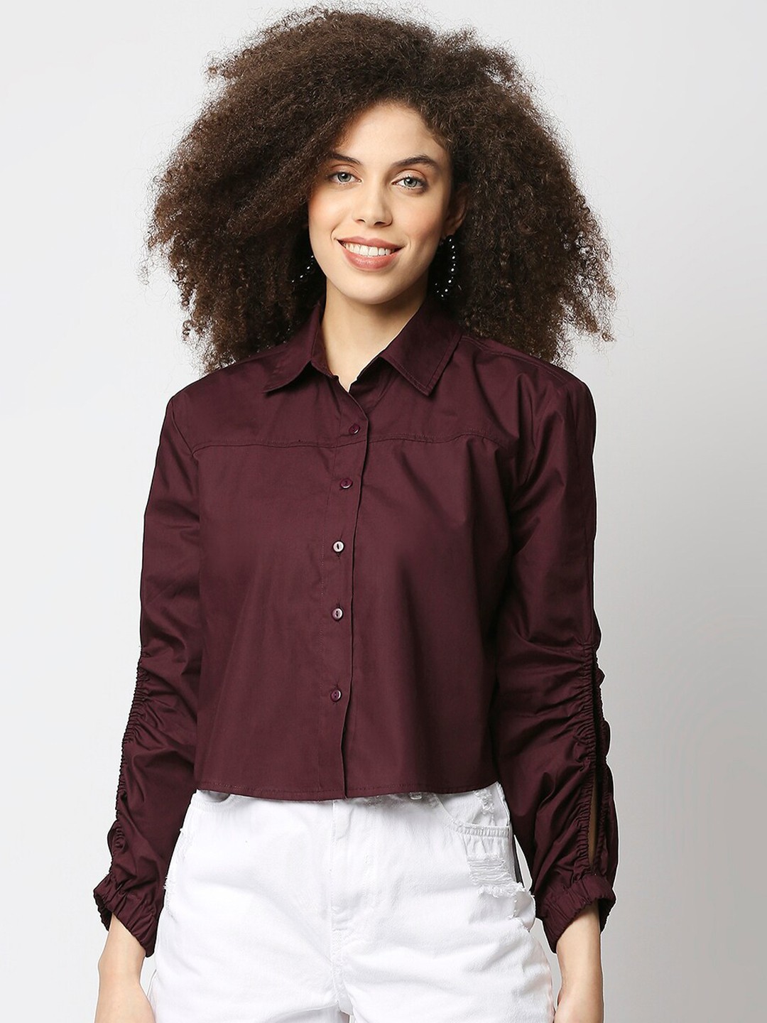 

Remanika Comfort Slit Sleeves Pure Cotton Casual Shirt, Maroon