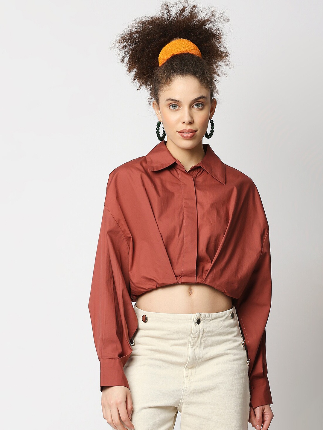 

Remanika Comfort Pure Cotton Casual Crop Shirt, Maroon