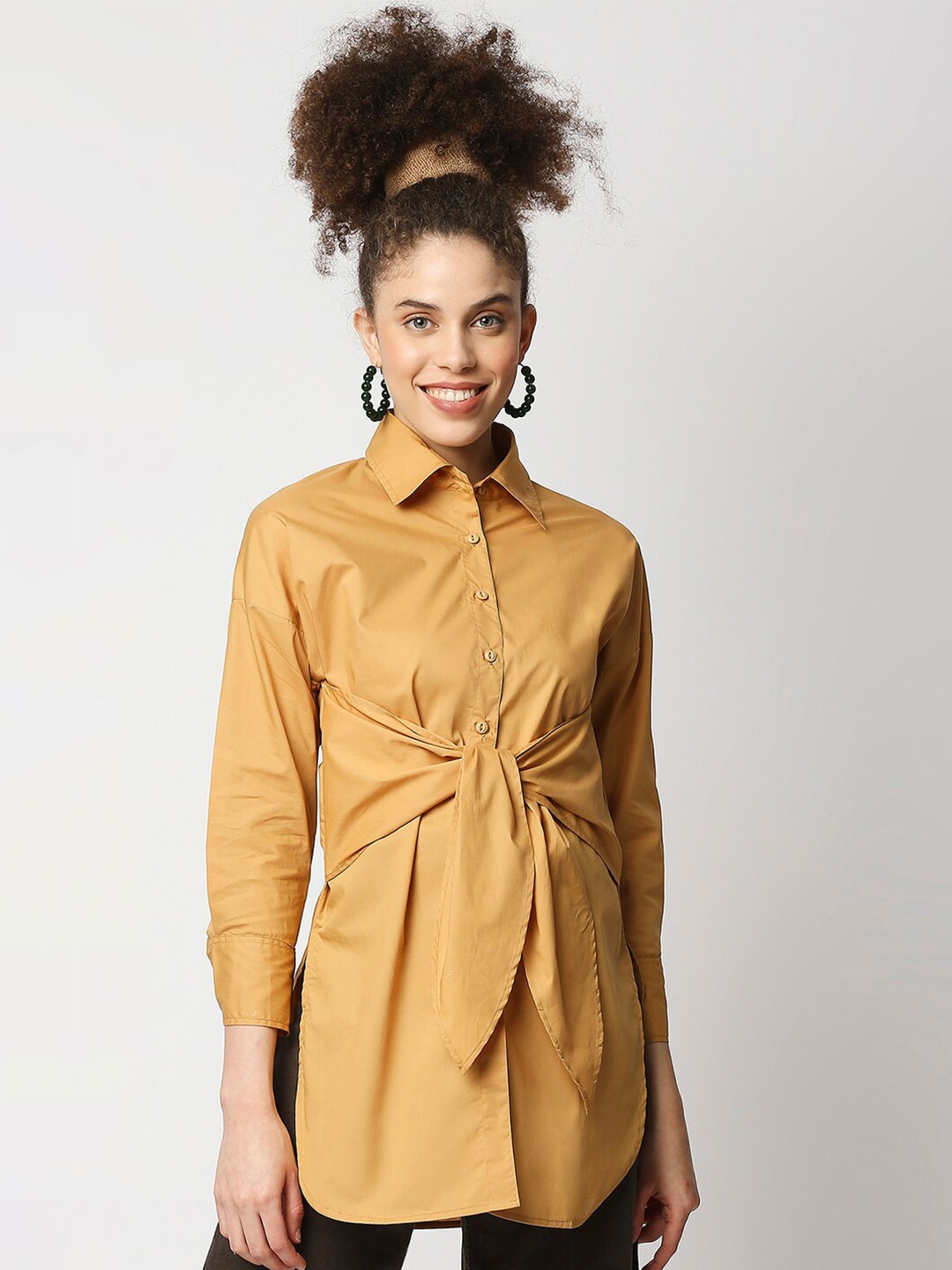 

Remanika Shirt Collar Cotton Shirt Style Top, Yellow