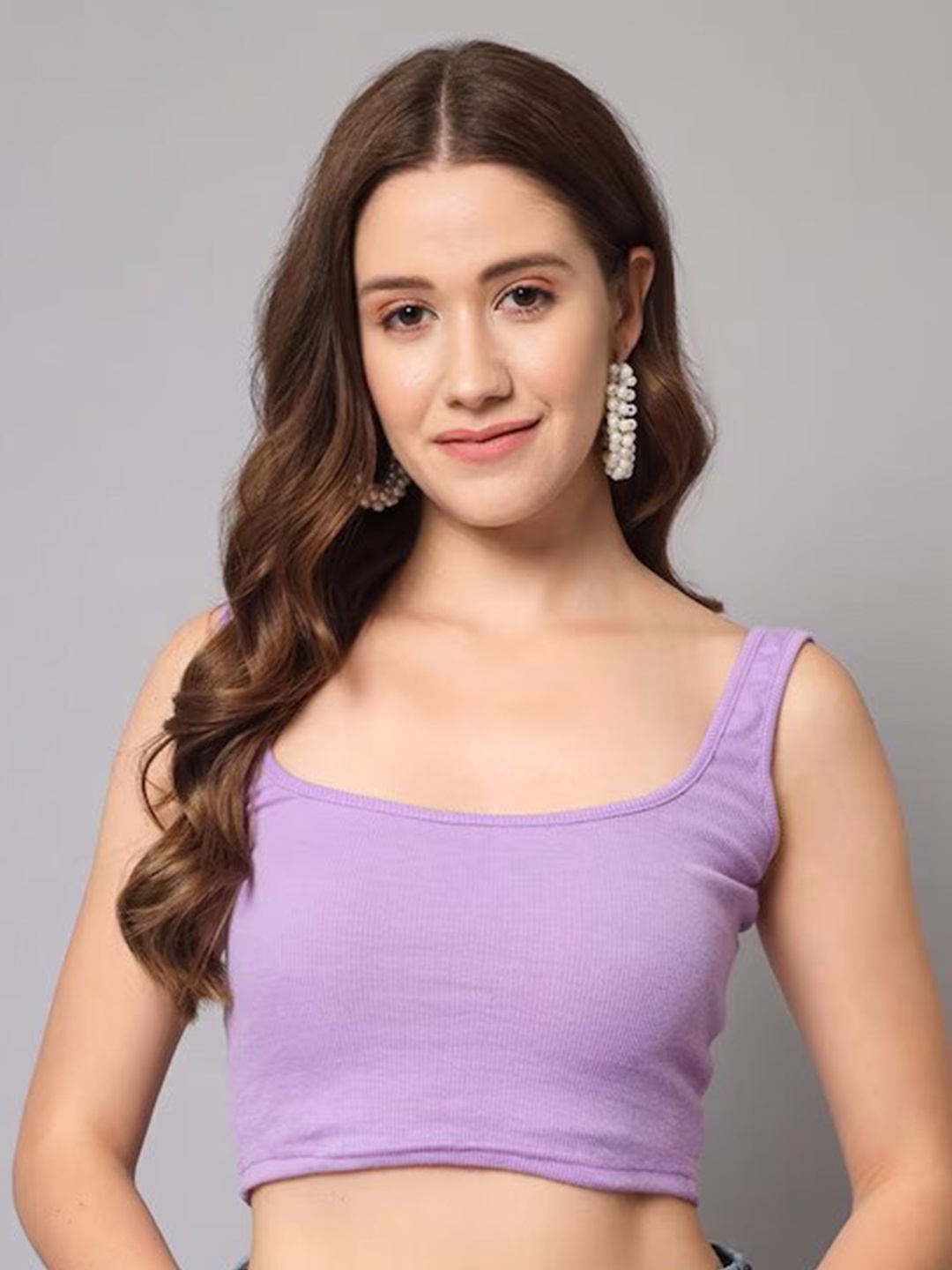

COLOR CAPITAL Scoop Neck Fitted Crop Top, Lavender