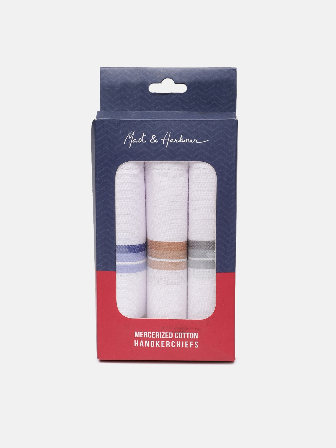 

Mast & Harbour Men Pack of 3 Cotton Handkerchief, White
