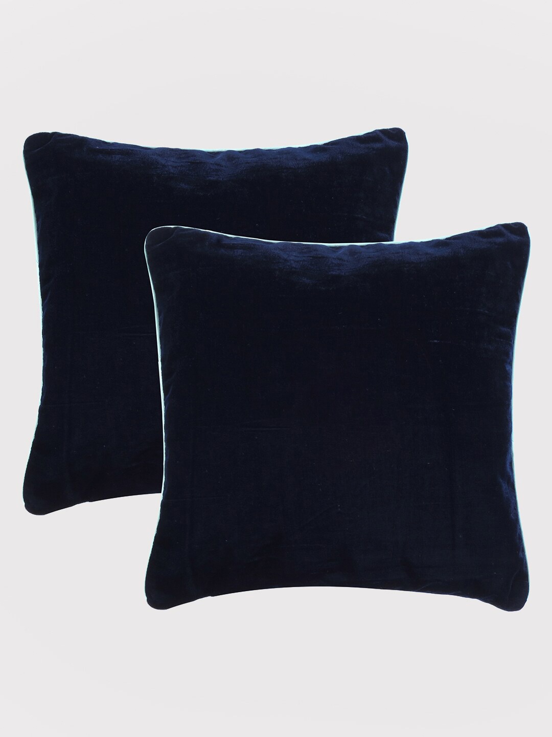 

OUSSUM Navy Blue 2 Pieces Piping Edge Velvet Square Cushion Covers