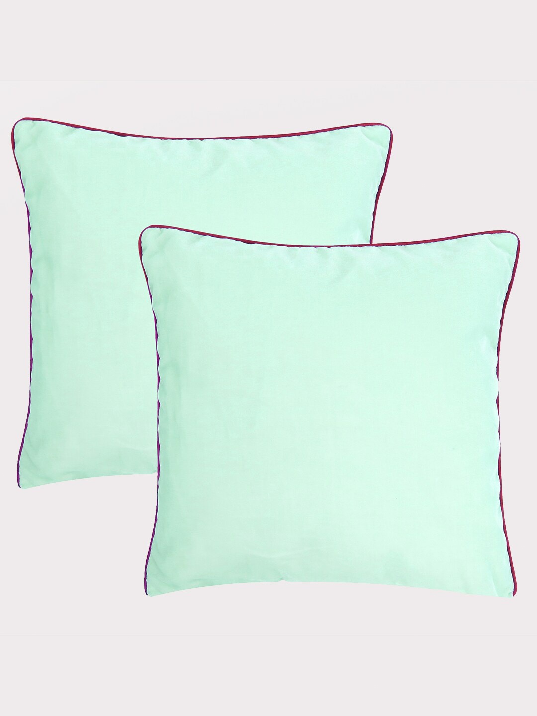 

OUSSUM Green & Red 2 Pcs Velvet Square Cushion Covers with Piping Edge
