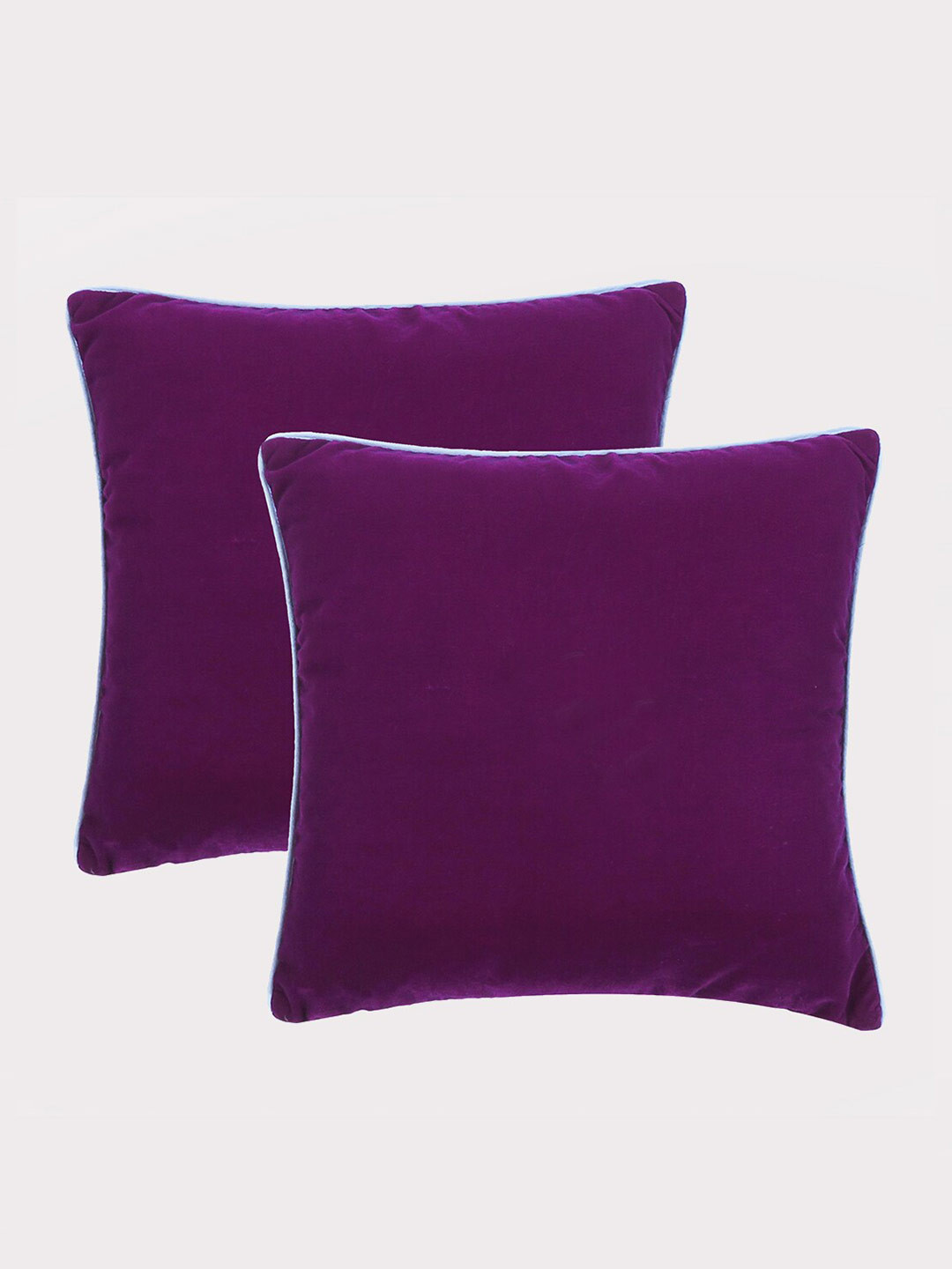 

OUSSUM Purple & Blue 2 Pieces Piping Edge Velvet Square Cushion Covers
