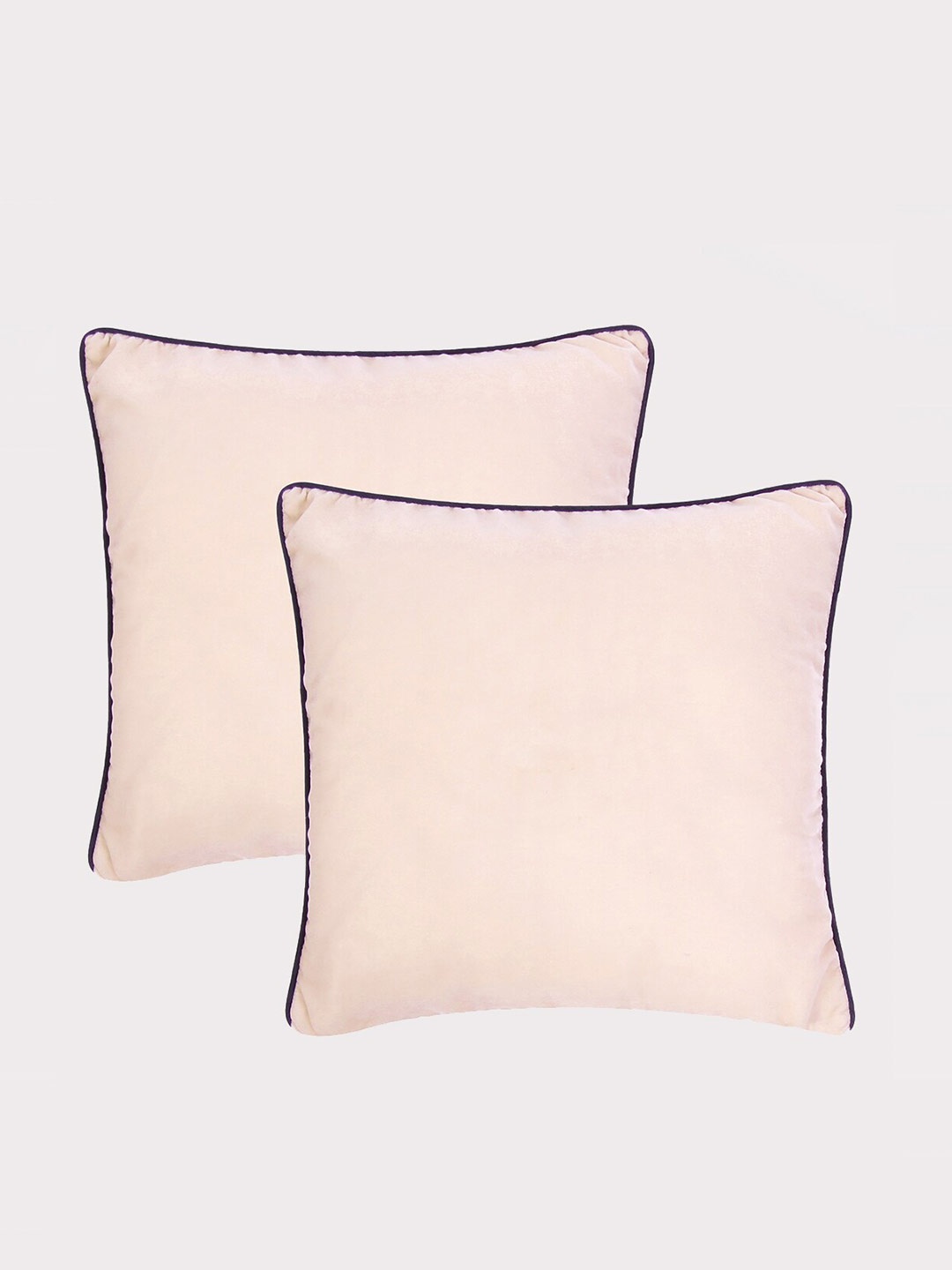 

OUSSUM Peach & Purple 2 Pieces Piping Edge Velvet Square Cushion Covers