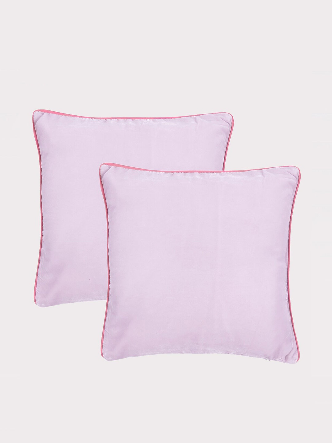 

OUSSUM Pink 2 Pieces Piping Edge Velvet Square Cushion Covers