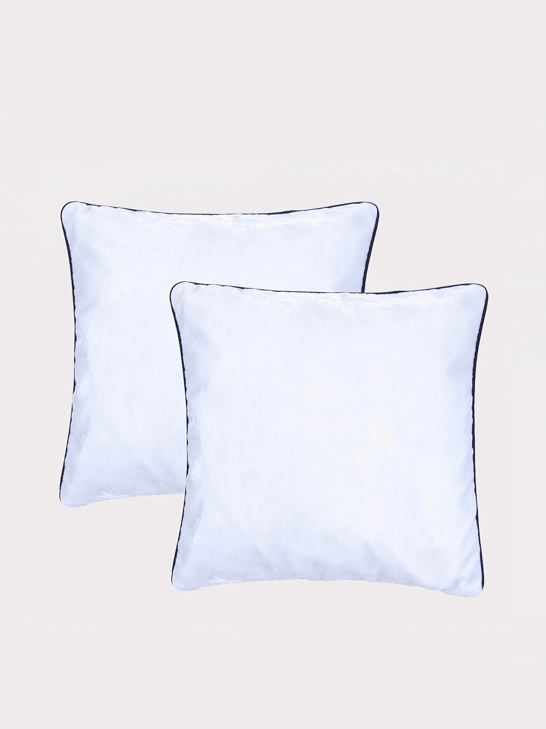 

OUSSUM White & Black 2 Pieces Piping Edge Velvet Square Cushion Covers