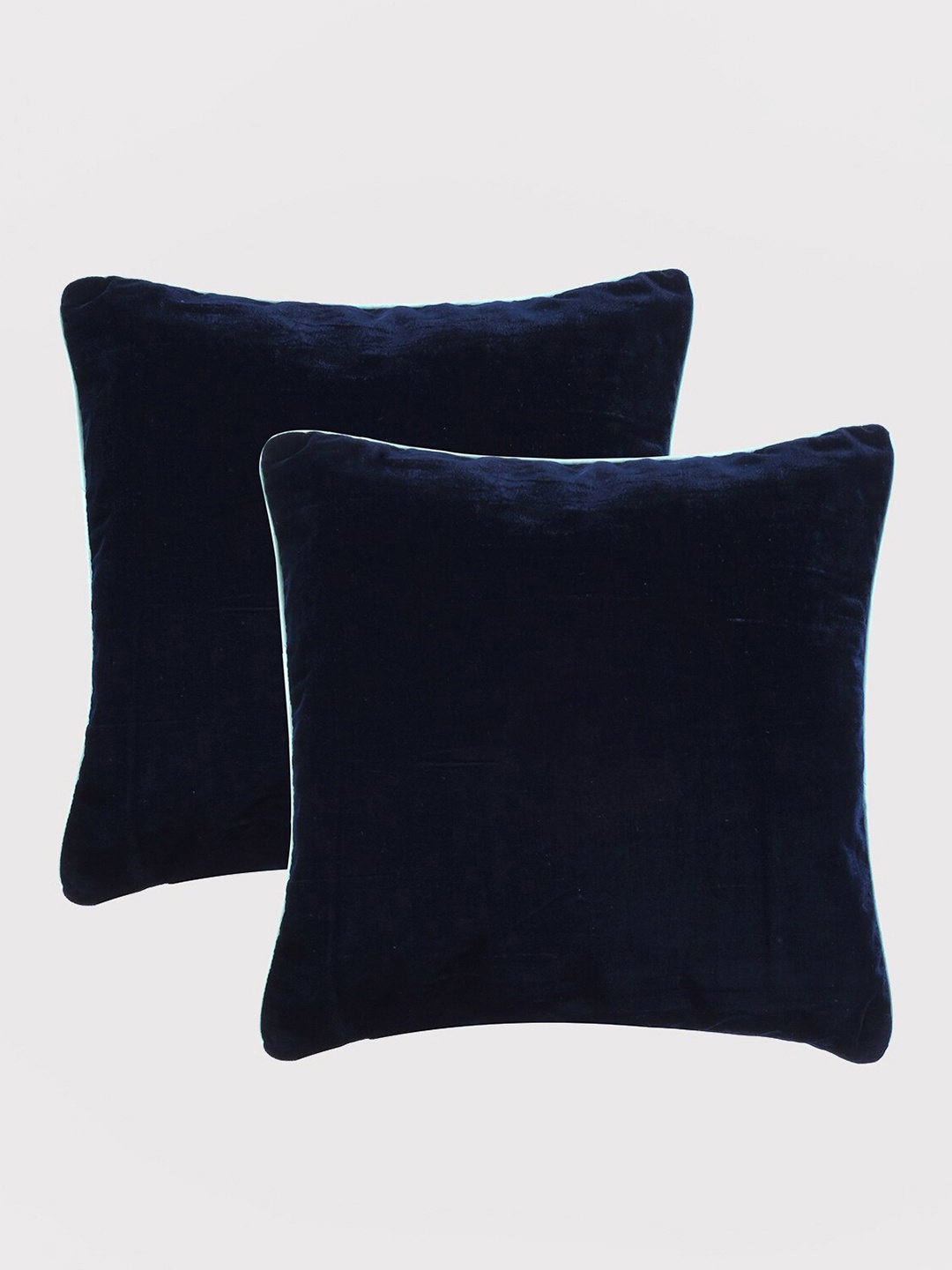 

OUSSUM Navy Blue 2 Pieces Piping Edge Velvet Square Cushion Covers