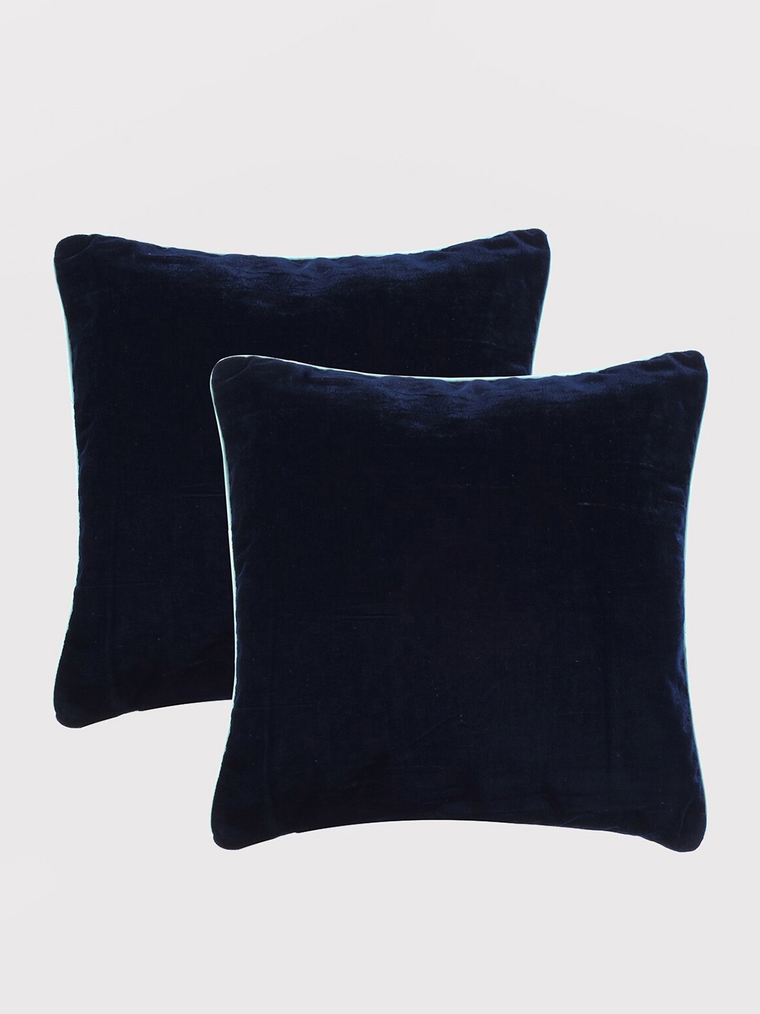 

OUSSUM Navy Blue 2 Pieces Piping Edge Velvet Square Cushion Covers