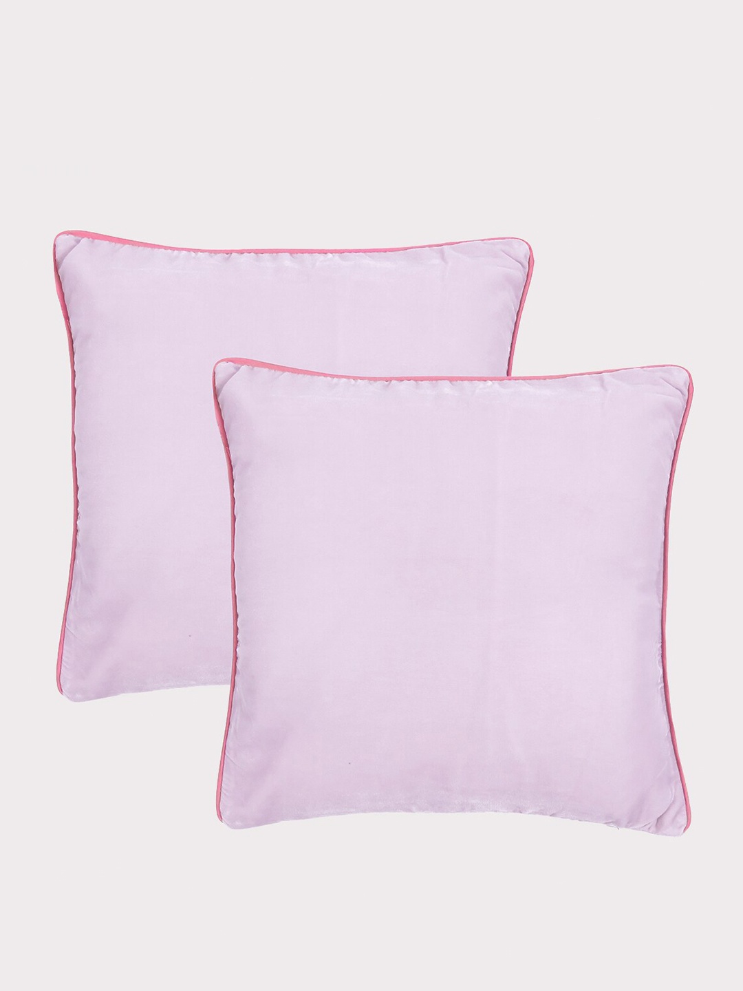 

OUSSUM Pink 2 Pieces Piping Edge Velvet Square Cushion Covers