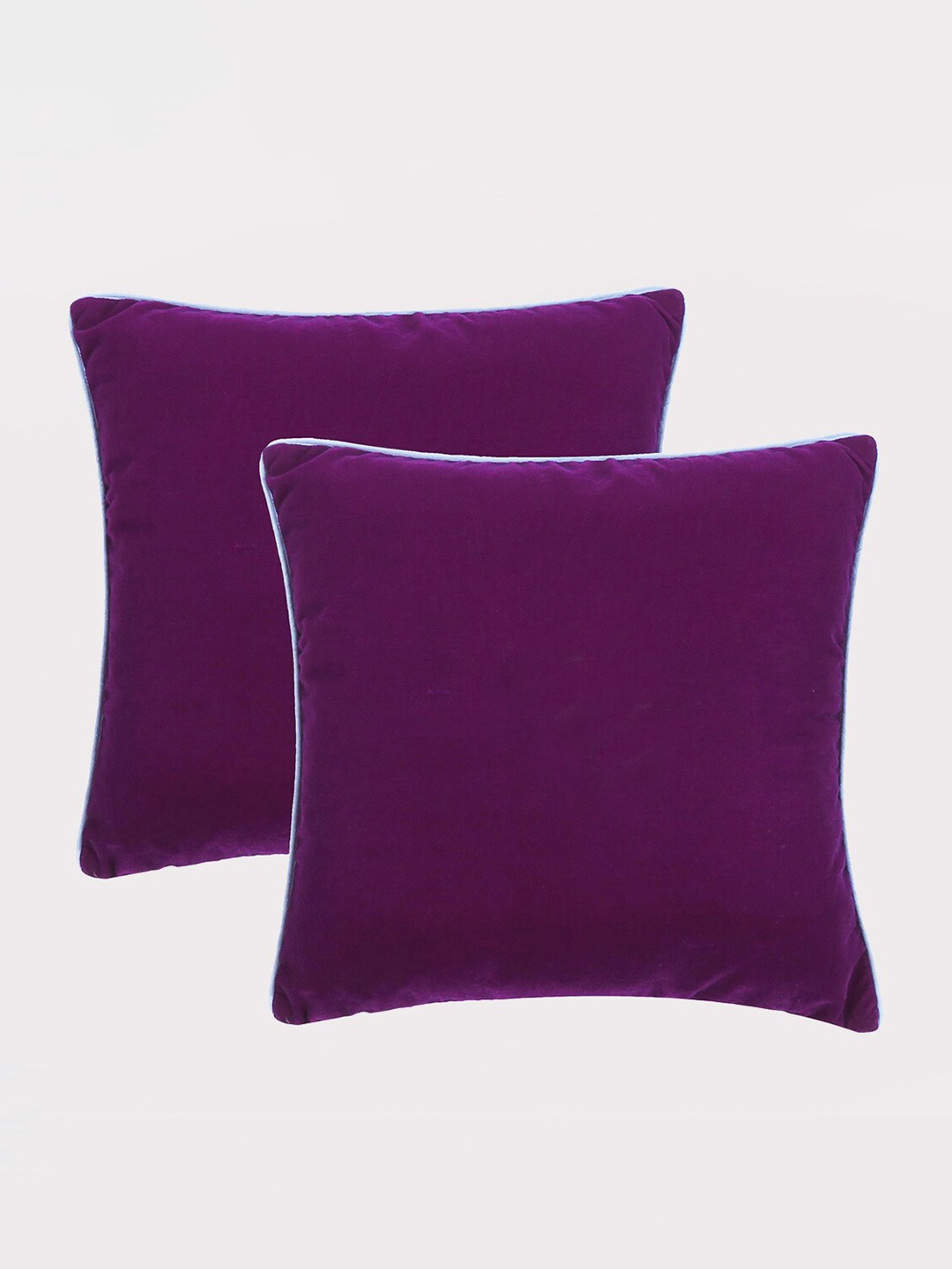 

OUSSUM Purple & Blue 2 Pieces Piping Edge Velvet Square Cushion Covers