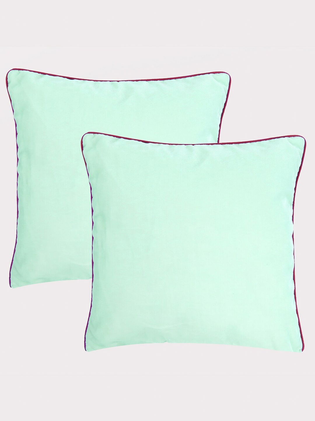 

OUSSUM Green & Red 2 Pcs Velvet Square Cushion Covers with Piping Edge