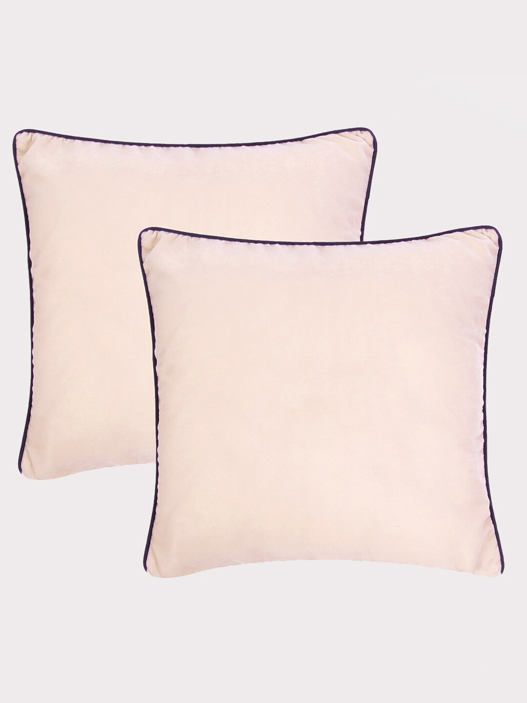 

OUSSUM Pink & Purple 2 Pcs Velvet Square Cushion Covers with Piping Edge