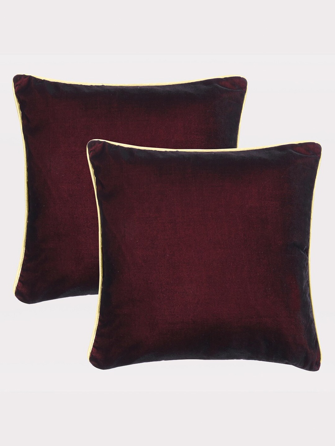 

OUSSUM Red & White 2 Pcs Velvet Square Cushion Covers with Piping Edge