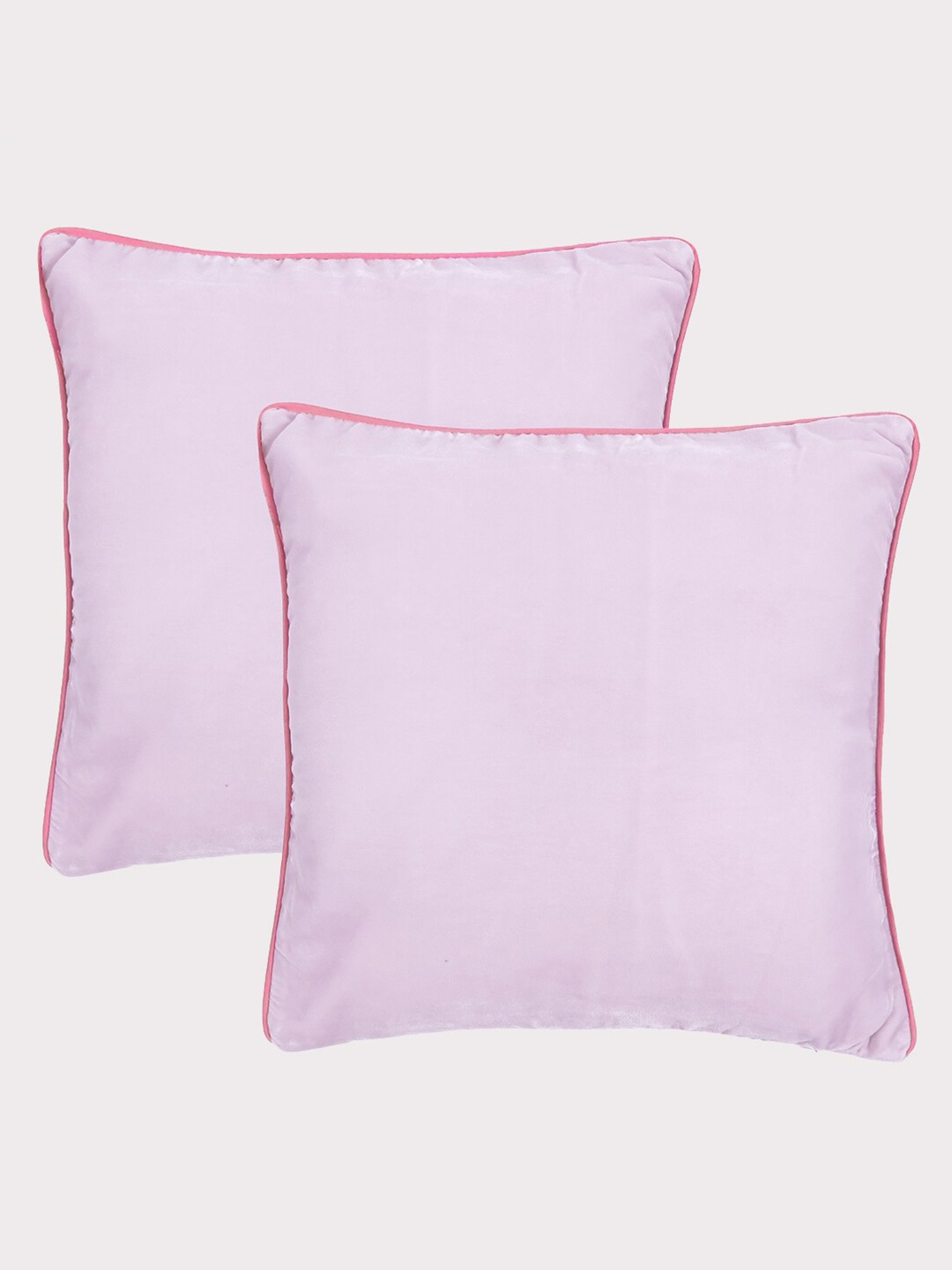 

OUSSUM Pink 2 Pcs Velvet Square Cushion Covers with Piping Edge