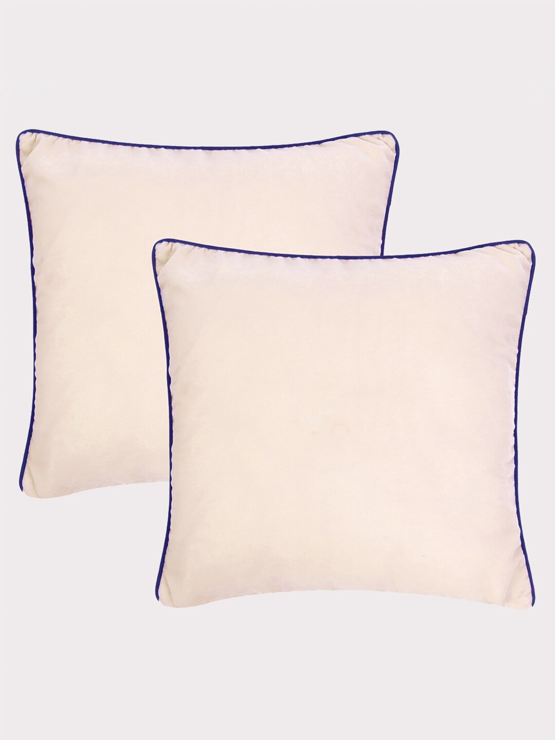 

OUSSUM Pink & Blue 2 Pcs Velvet Square Cushion Covers with Piping Edge