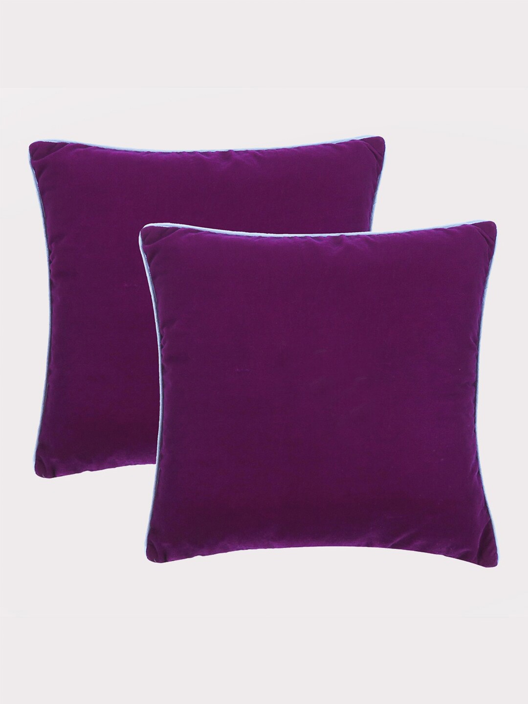 

OUSSUM Purple & Blue 2 Pcs Velvet Square Cushion Covers with Piping Edge