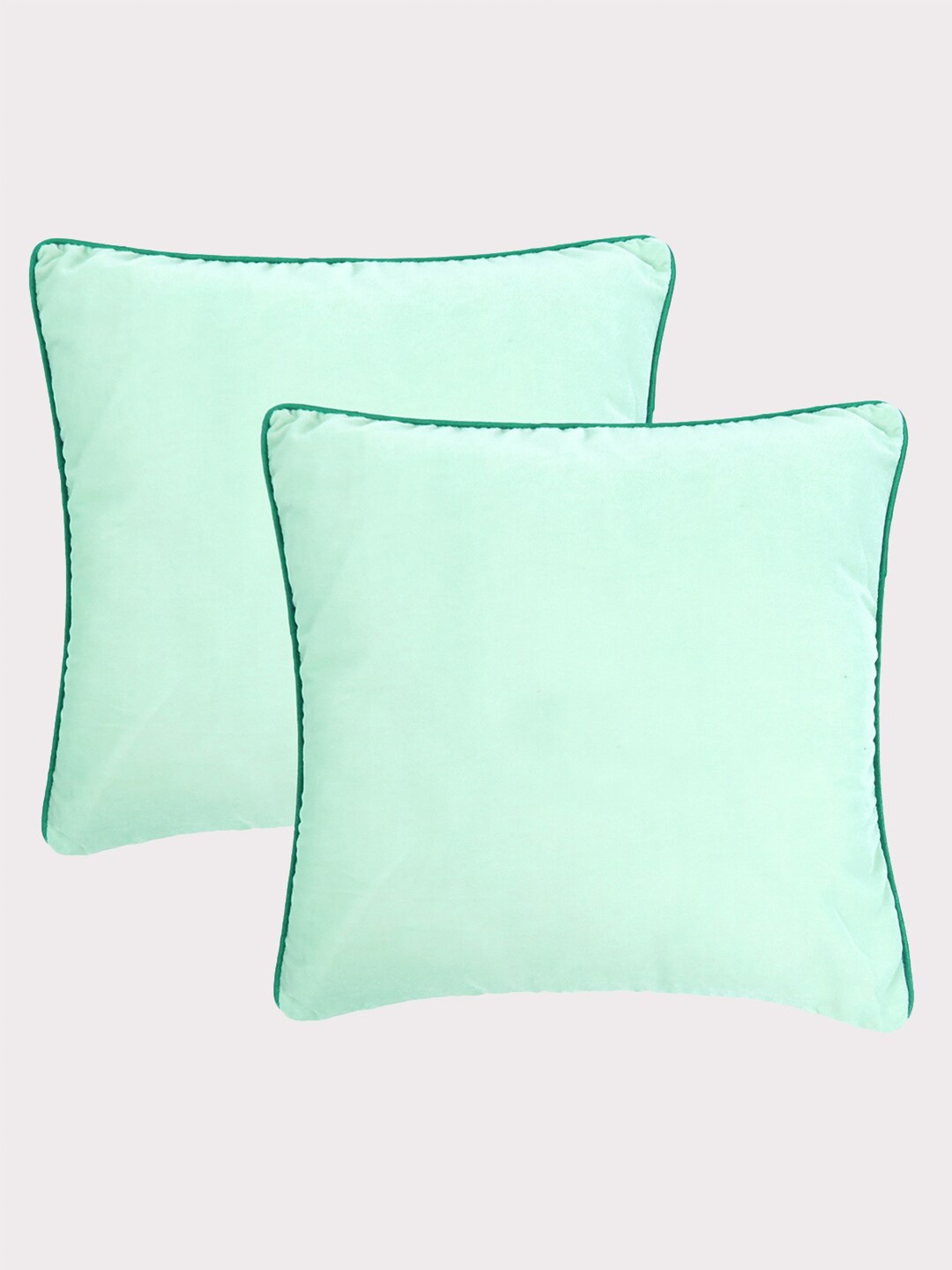 

OUSSUM Green 2 Pcs Velvet Square Cushion Covers with Piping Edge