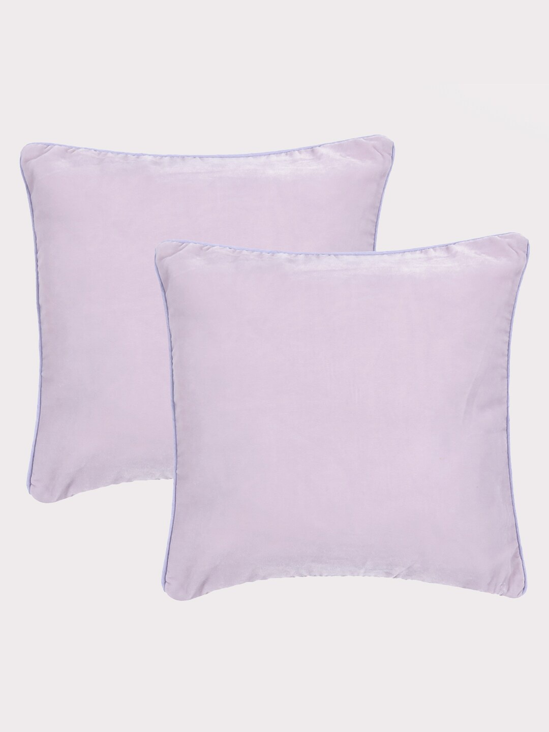 

OUSSUM Pink & Purple 2 Pcs Velvet Piping Edge Square Cushion Covers