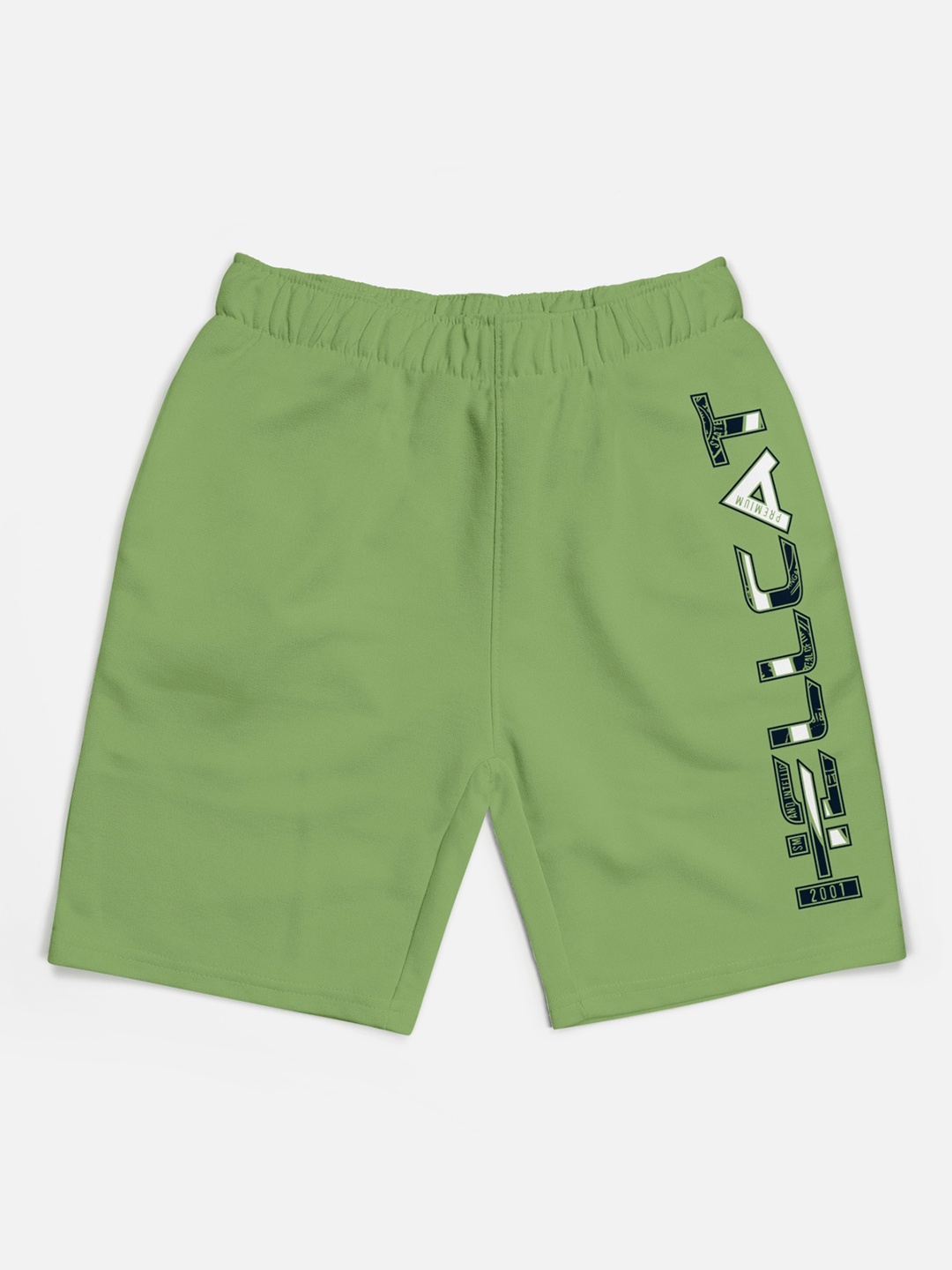 

HELLCAT Boys Mid-Rise Typography Printed Cotton Shorts, Green