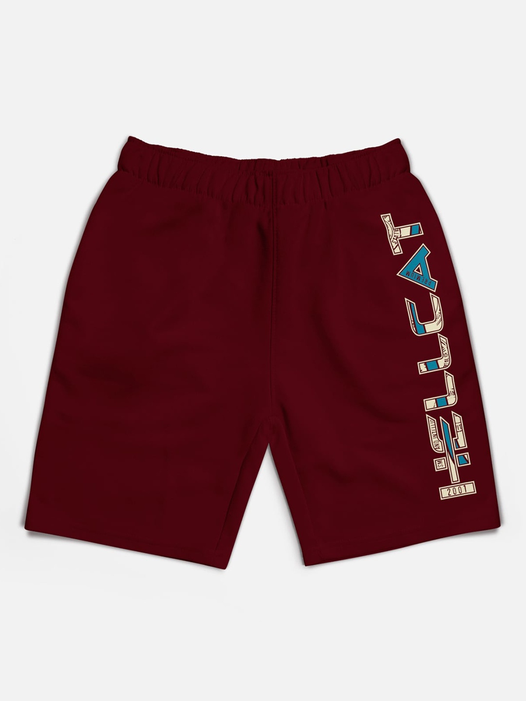 

HELLCAT Boys Typography Printed Shorts, Burgundy