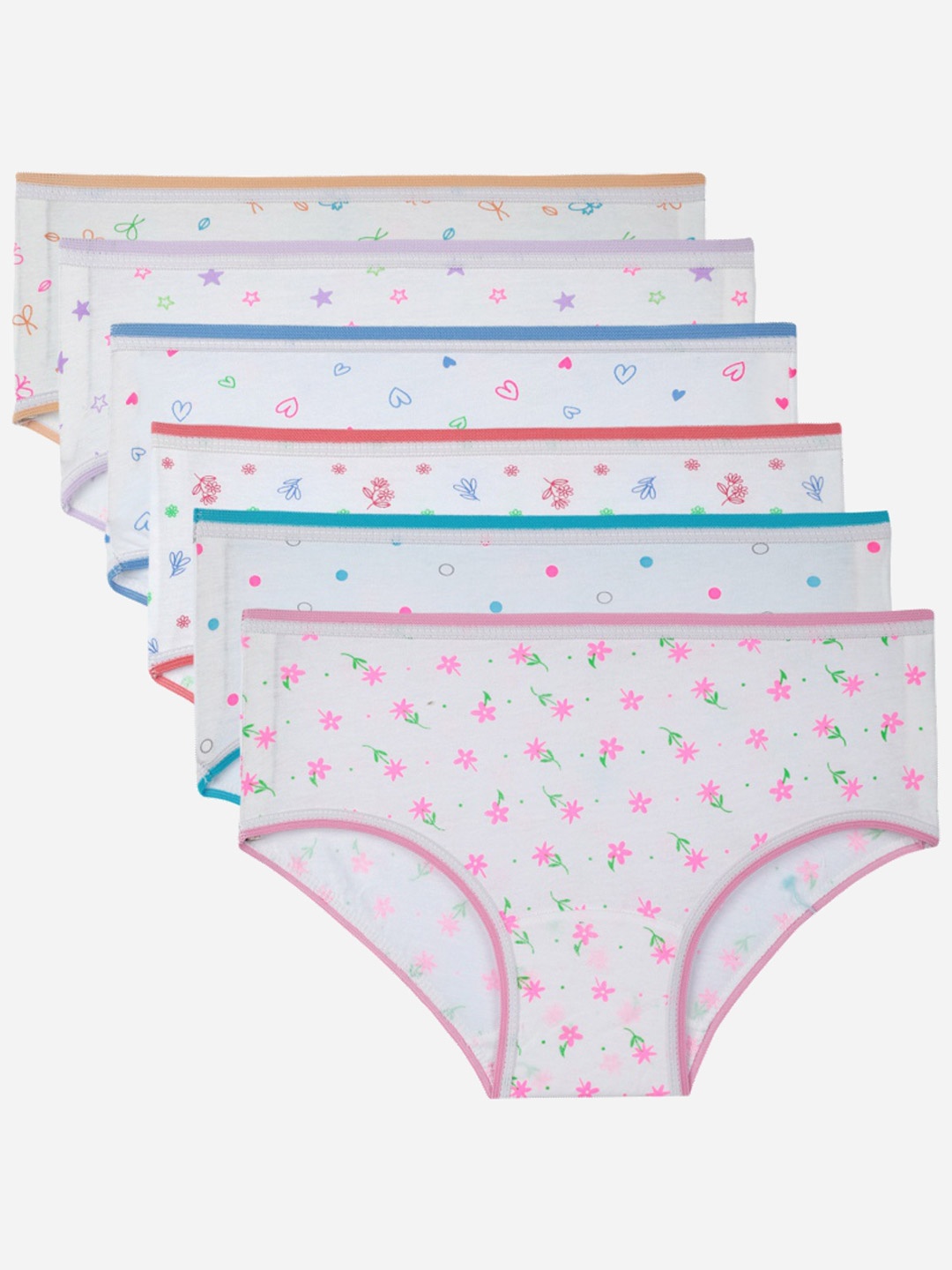 

Bodycare Girls Pack of 6 Assorted Printed Cotton Briefs