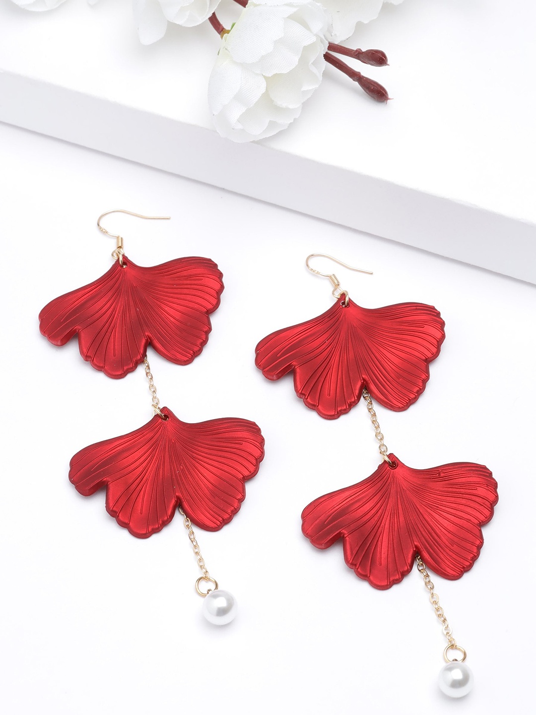 

Wild & Free Gold-Plated Quirky Drop Earrings, Red