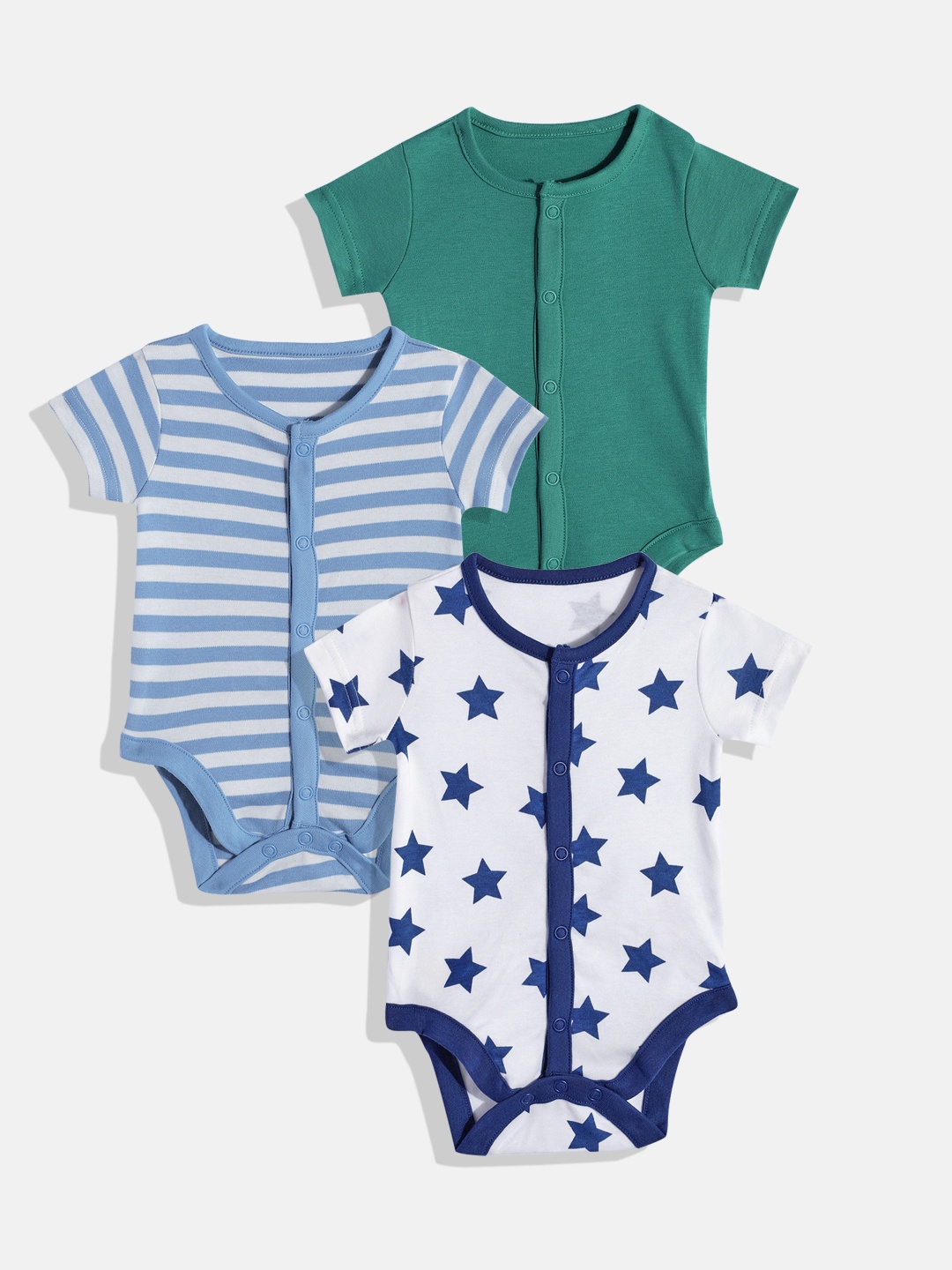 

mothercare Infant Boys Pack Of 3 Bodysuits, Green