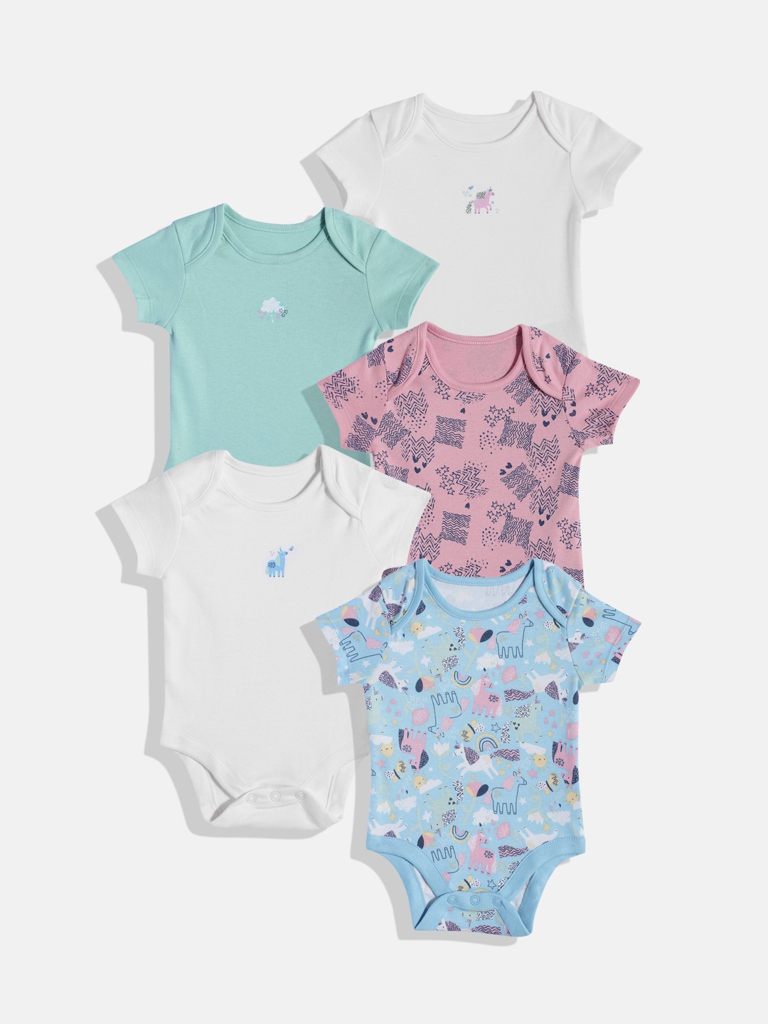 

mothercare Infant Boys Pack Of 5 Printed Bodysuits, Multi