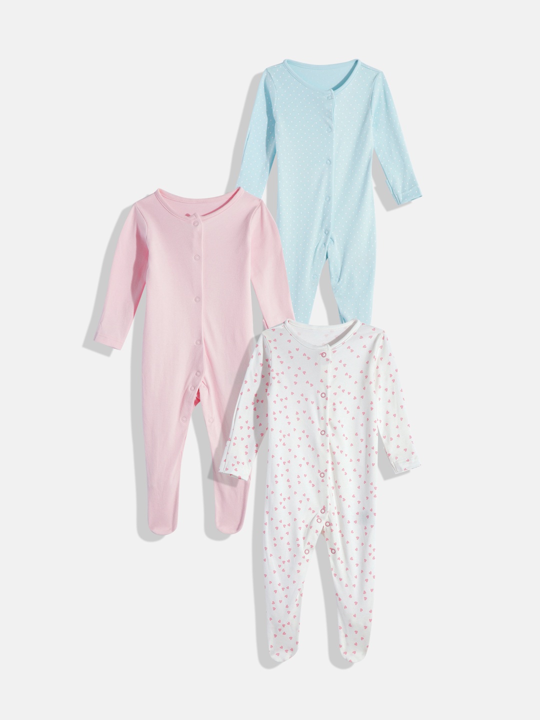 

mothercare Infants Pack Of 3 Pure Cotton Sleepsuits, Blue