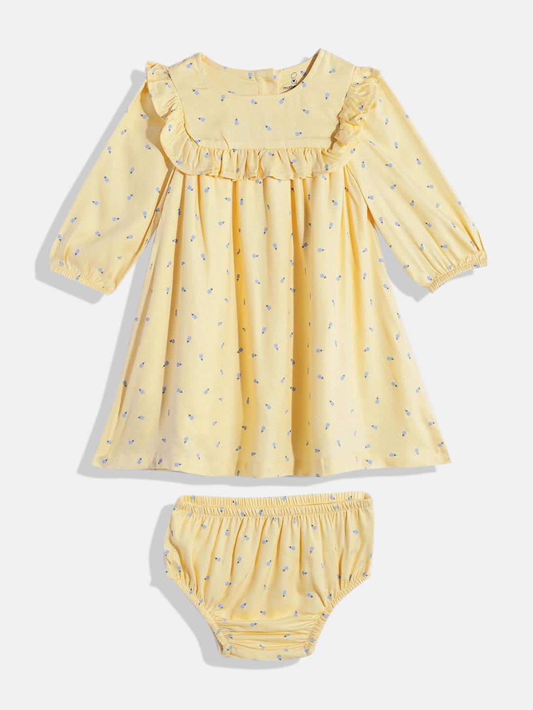 

mothercare Infant Girls Printed Empire Dress, Yellow