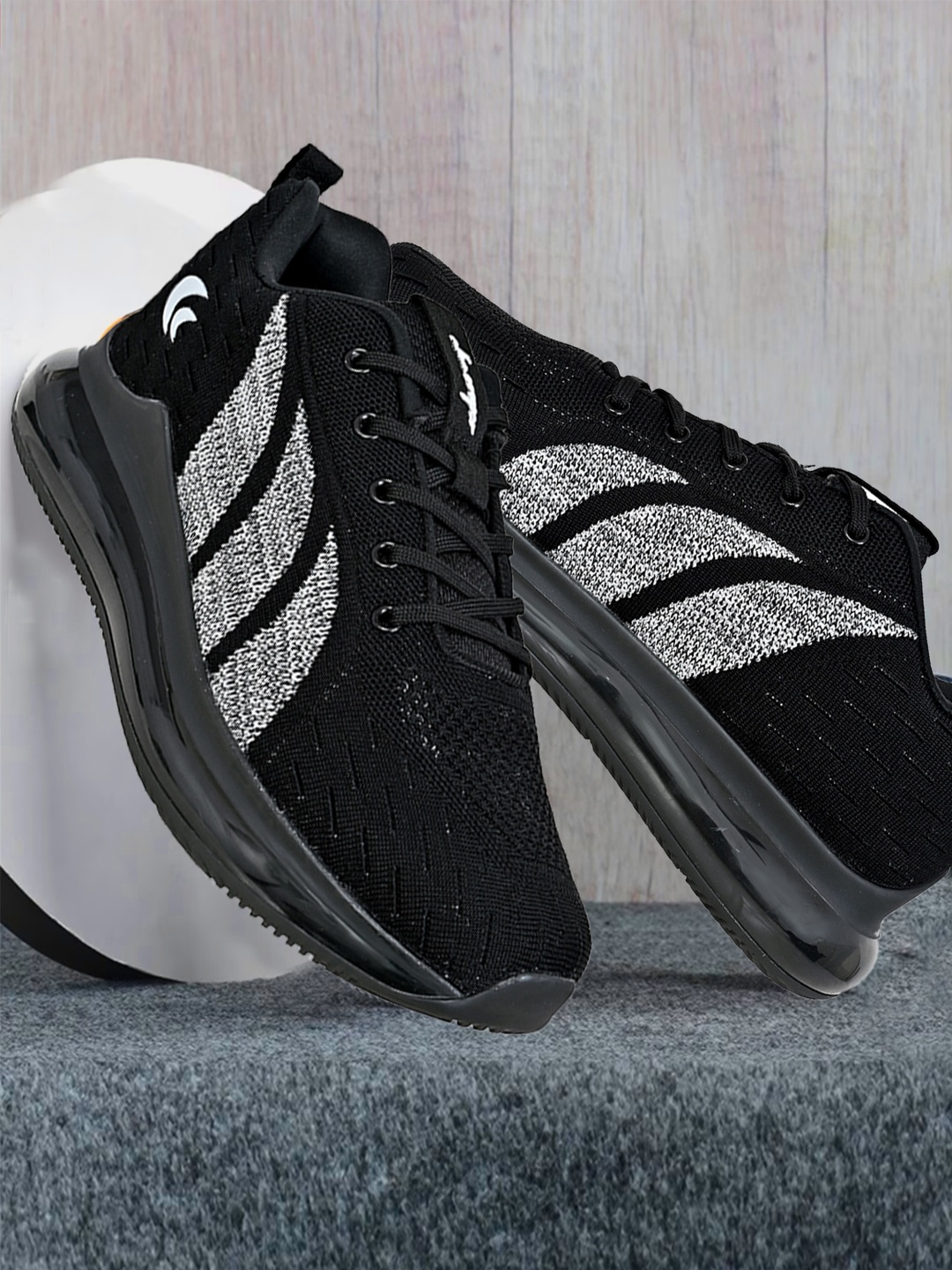 

Allen Cooper Men Mesh Ultralite Running Non-Marking Shoes, Black