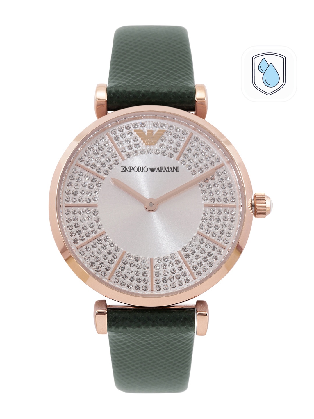 

Emporio Armani Women Embellished Analogue Watch AR11517, Silver