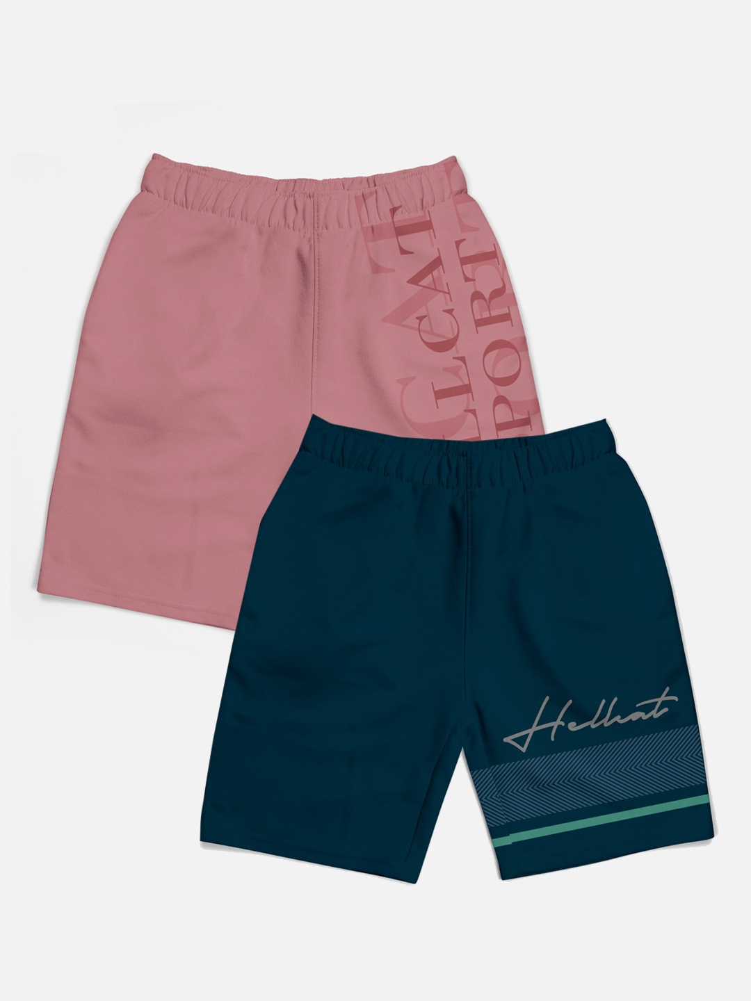 

HELLCAT Boys Pack of 2 Printed Cotton Shorts, Teal