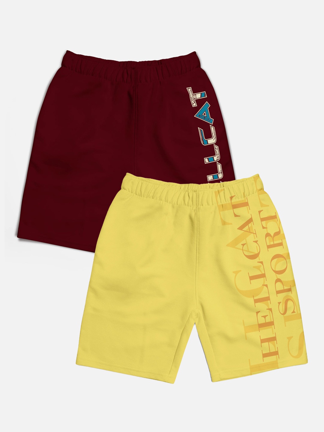 

HELLCAT Boys Pack of 2 Cotton Sports Shorts, Burgundy