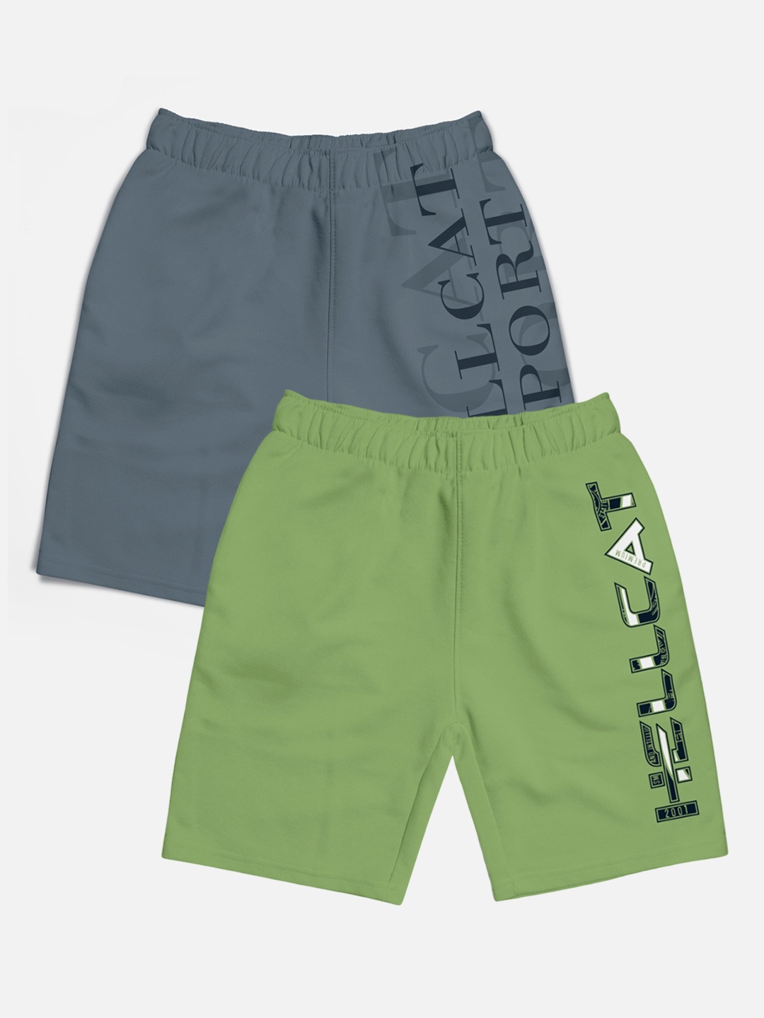 

HELLCAT Boys Pack of 2 Typography Printed Shorts, Grey