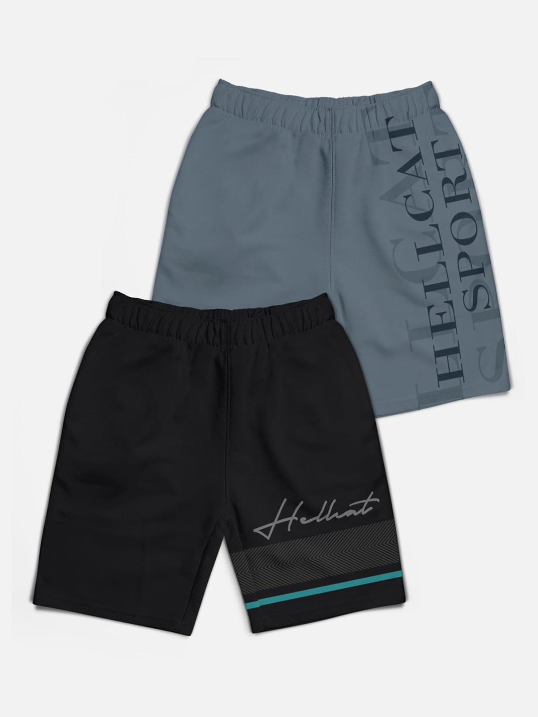 HELLCAT Boys Pack Of 2 Cotton Sports Shorts, Black