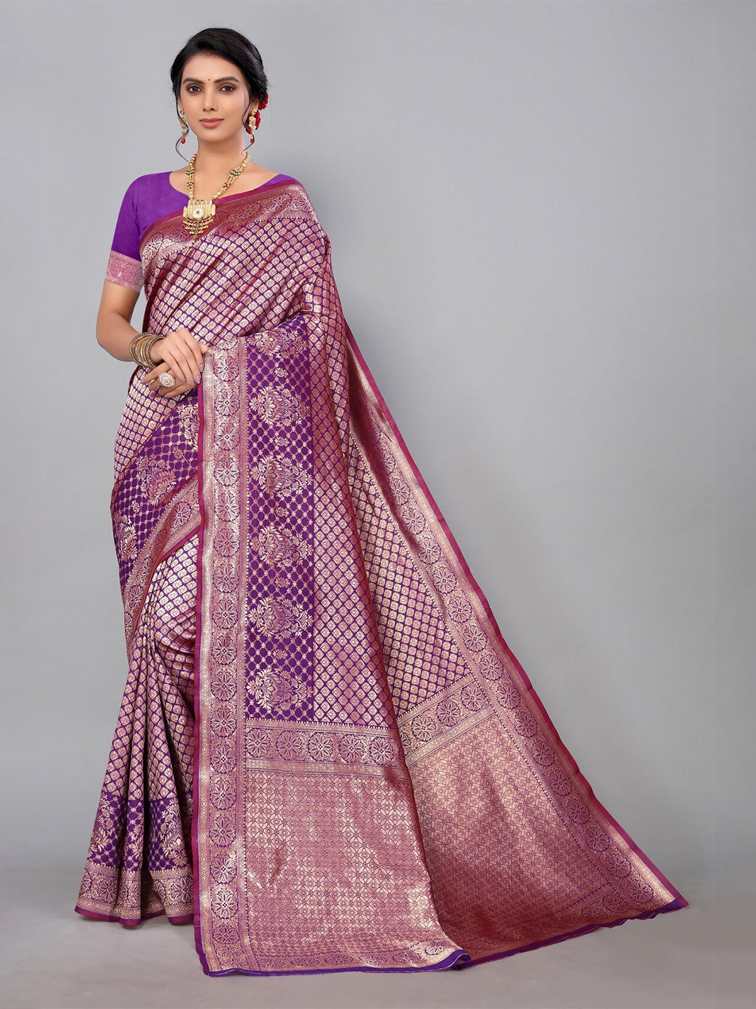

AA-HA!! Ethnic Motifs Woven Design Zari Pure Silk Saree, Blue