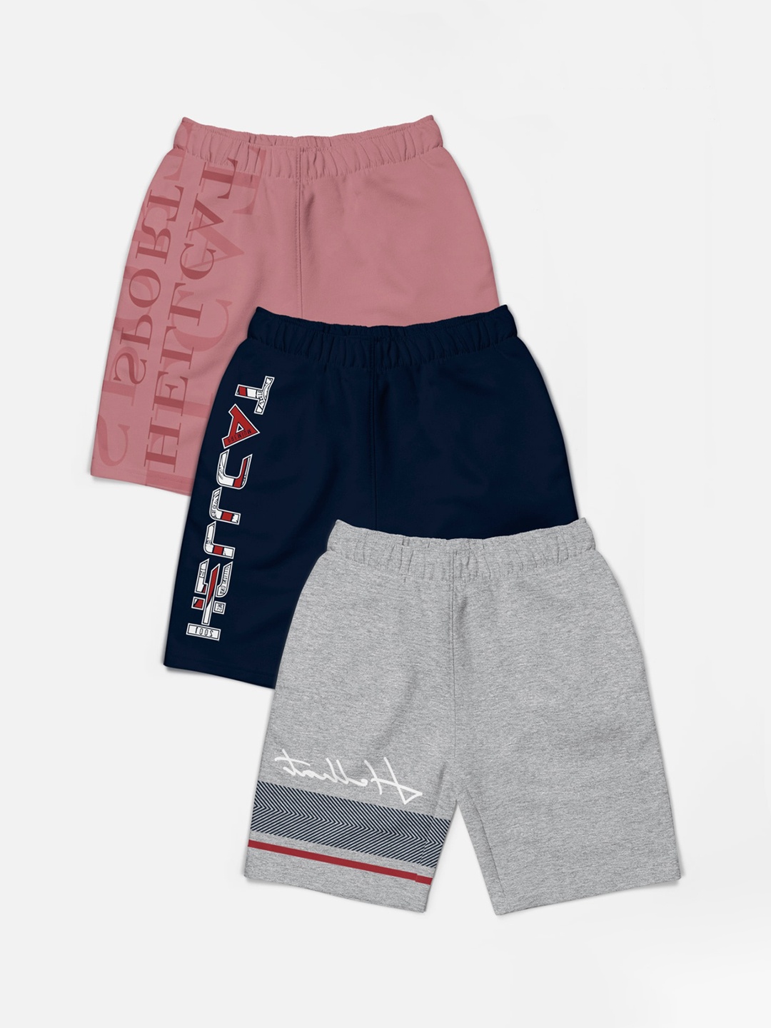 

HELLCAT Boys Pack Of 3 Printed Mid-Rise Shorts, Pink