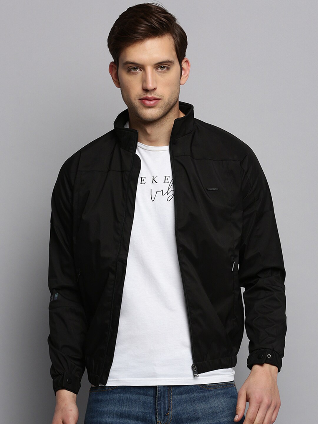 

SHOWOFF Men Water Resistant Bomber Jacket, Black