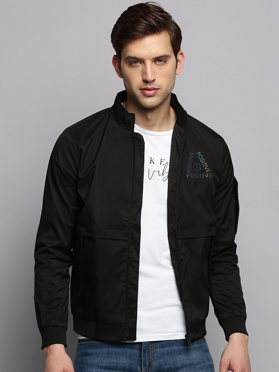 

SHOWOFF Men Water Resistant Bomber Jacket, Black