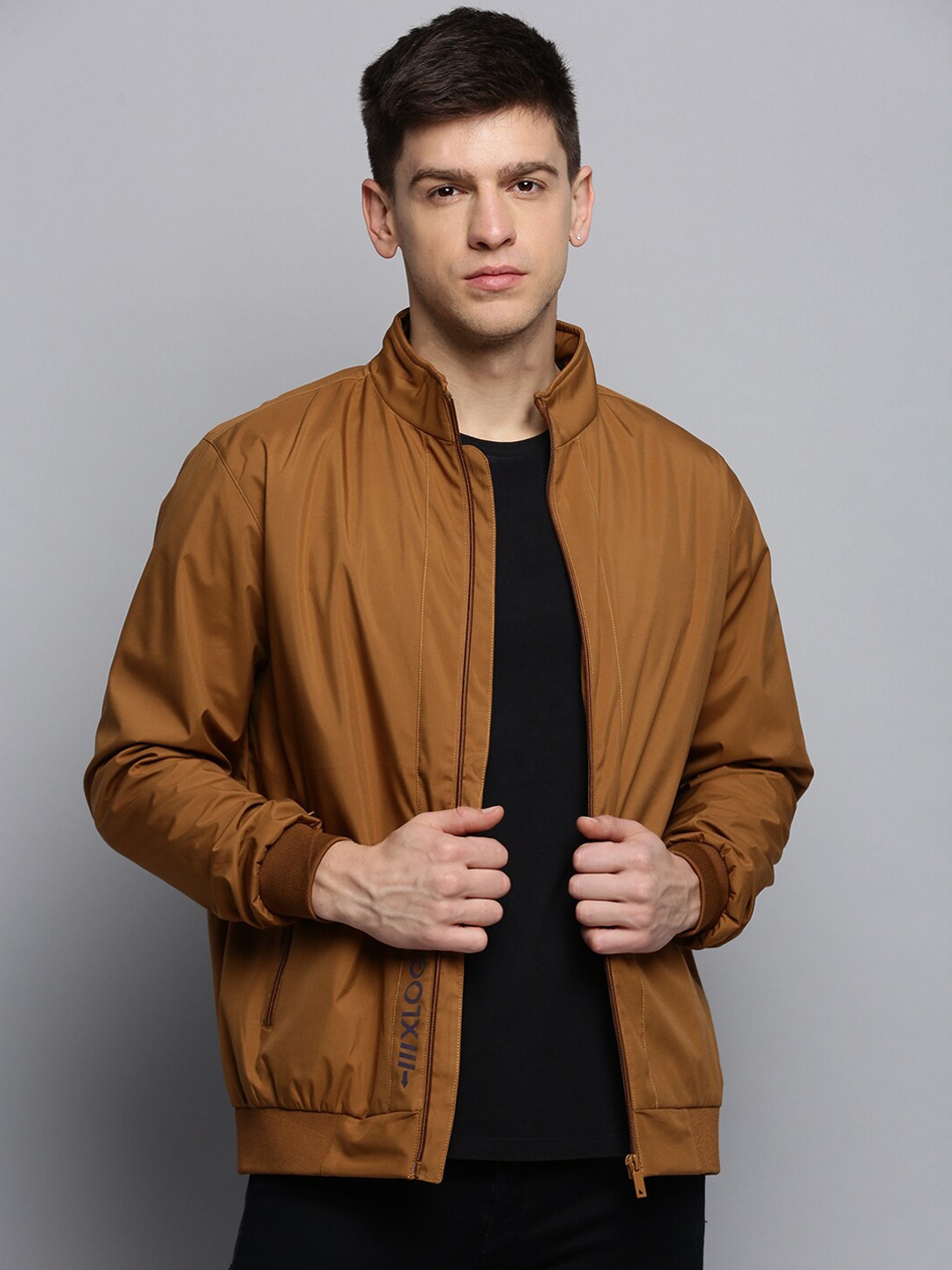 

SHOWOFF Men Water Resistant Bomber Jacket, Camel brown