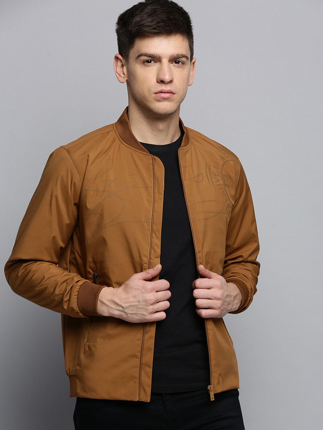 

SHOWOFF Water Resistant Bomber Jacket, Brown