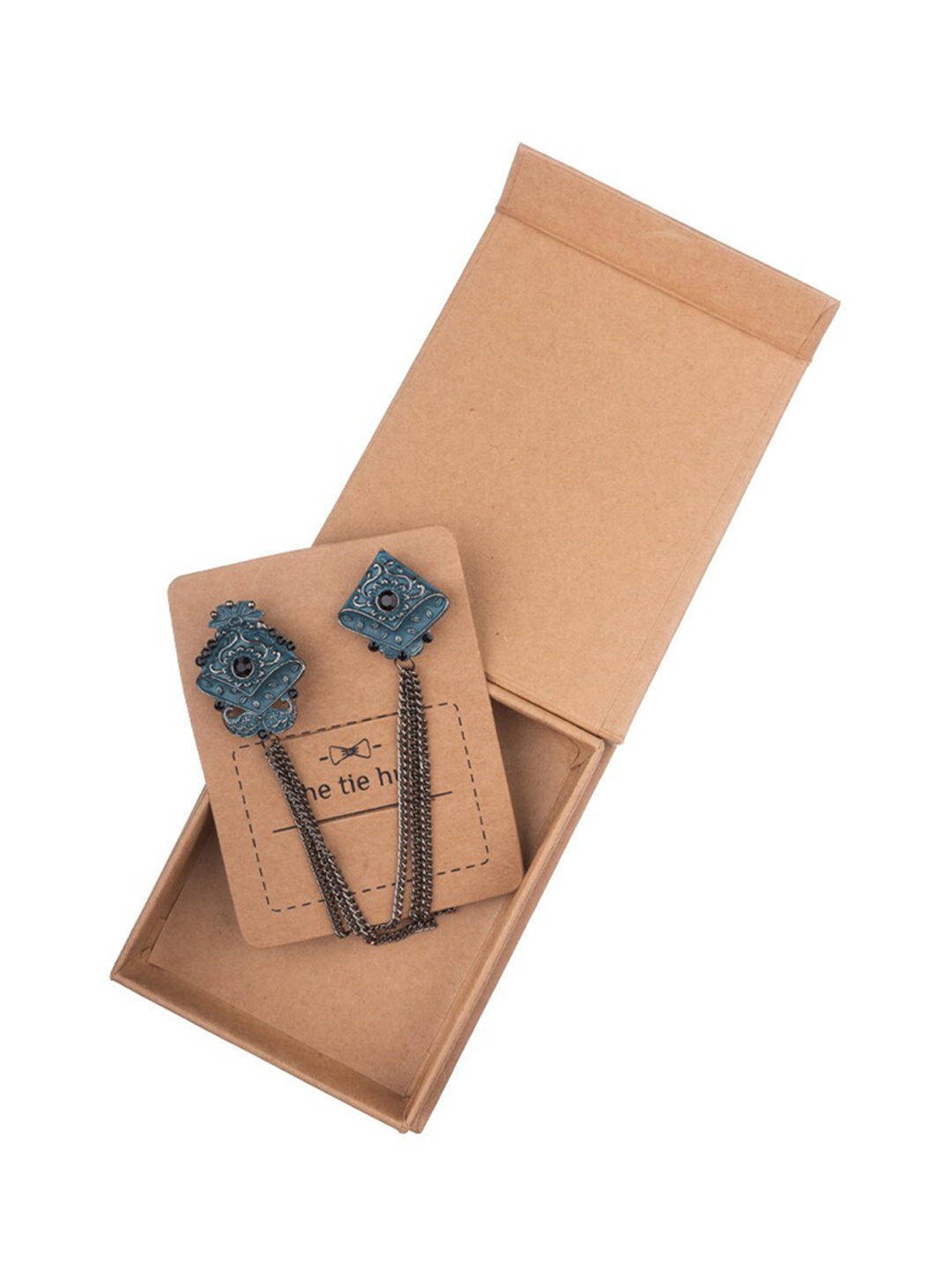 

The Tie Hub Men Flower Chain Lapel Pin Brooch, Teal
