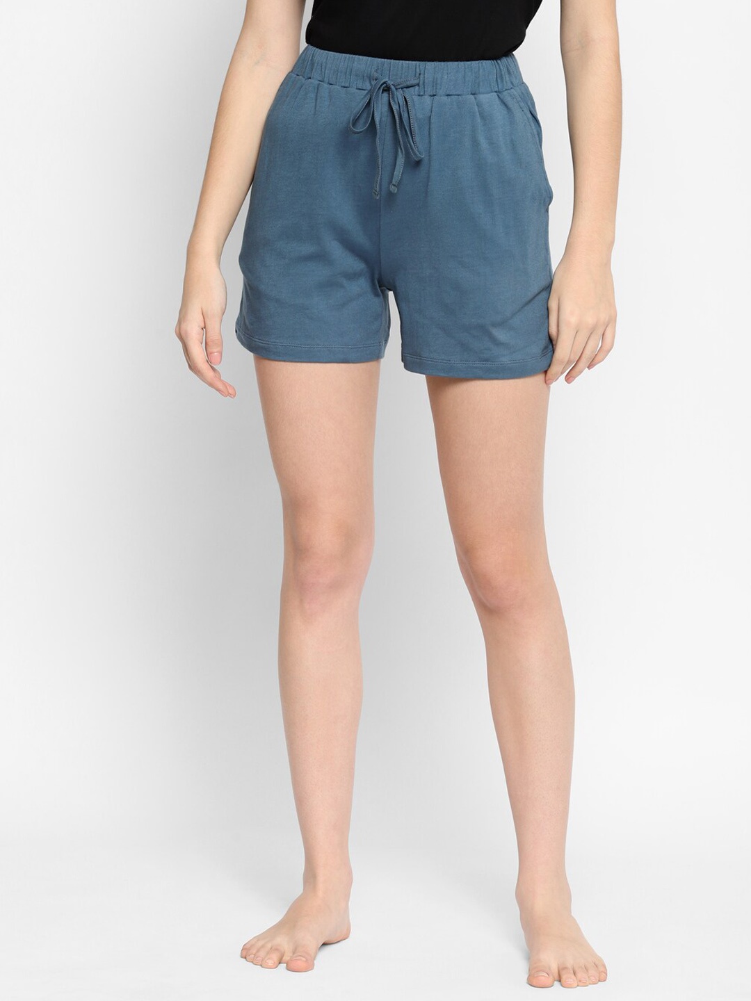 

HOUSE OF KKARMA Women Low-Rise Cotton Shorts, Blue
