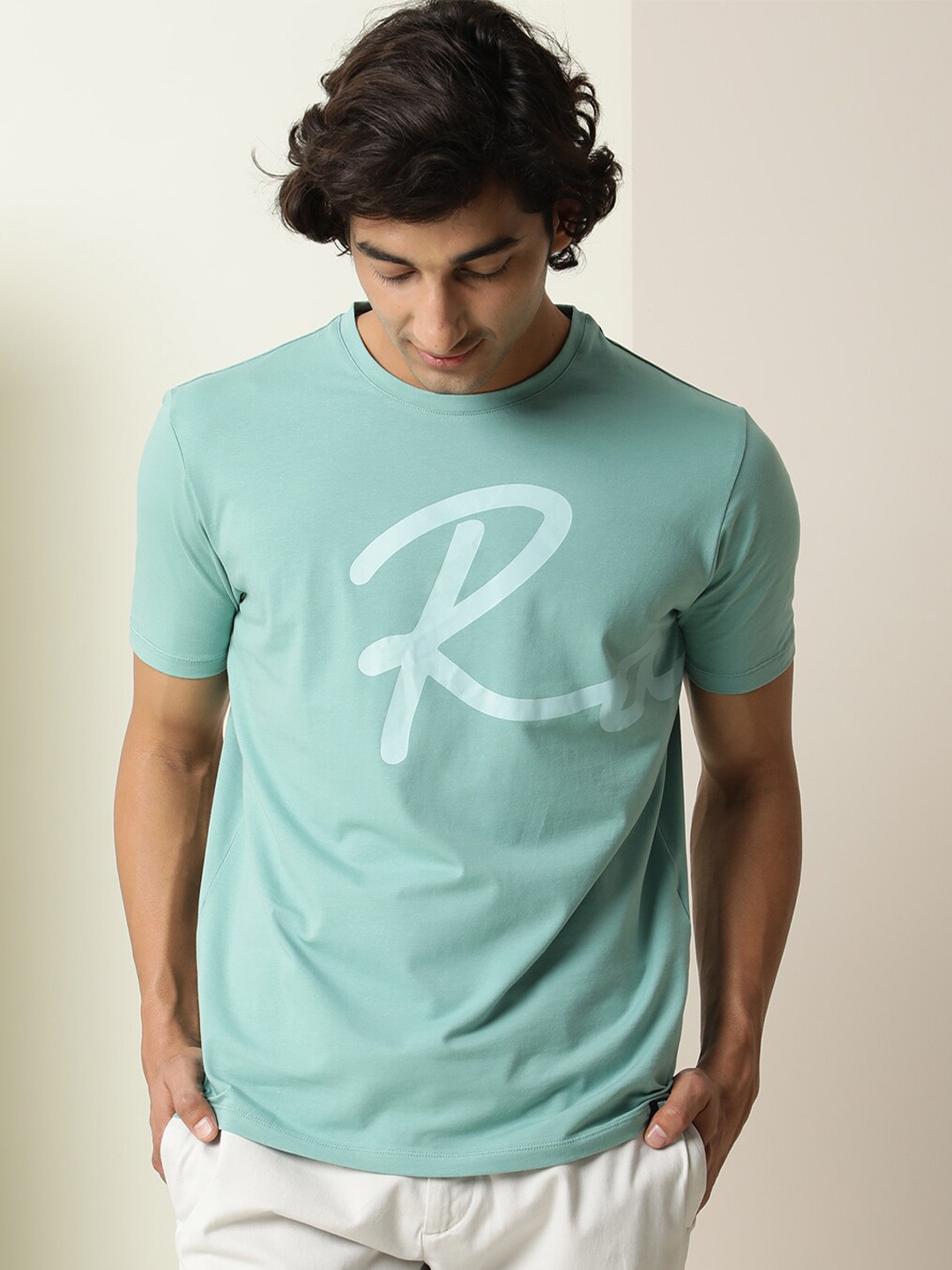 

RARE RABBIT Men Rings-4 Slim Fit Solid Polo Collar T-Shirt, Green