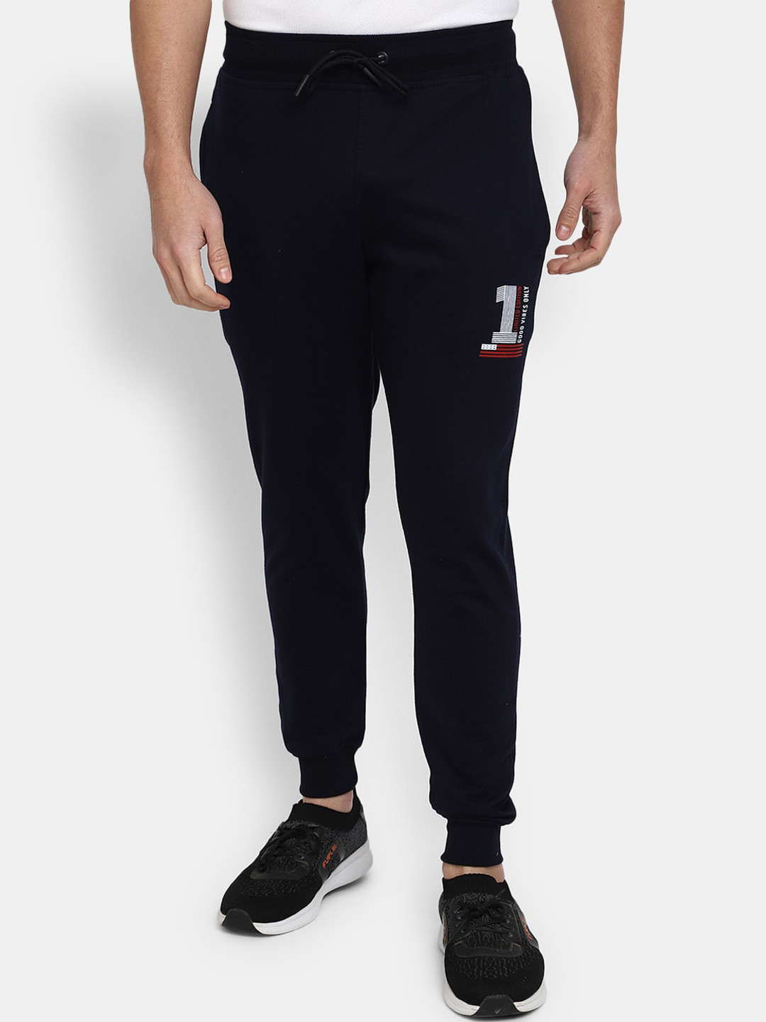 

V-Mart Men Mid Rise Regular Fit Cotton Joggers, Navy blue
